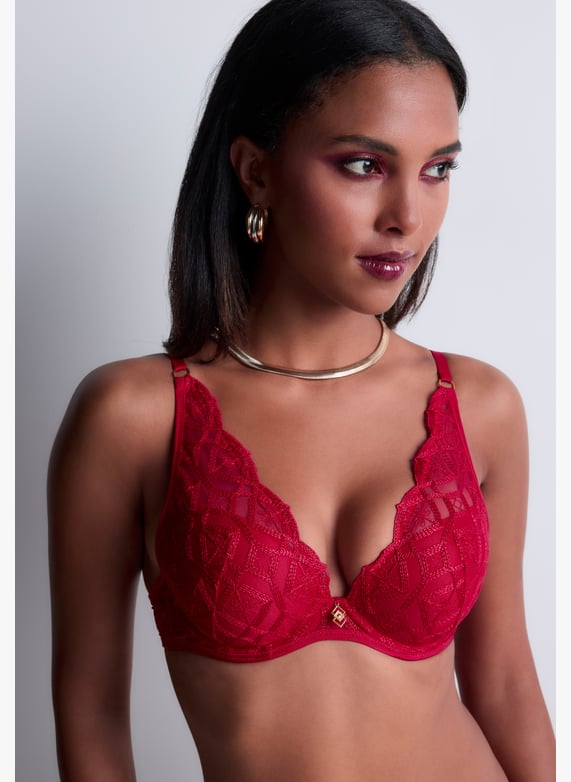 Soutien-gorge plunge foulard | Rouge by AUBADE Soutien-gorge plunge foulard Rouge