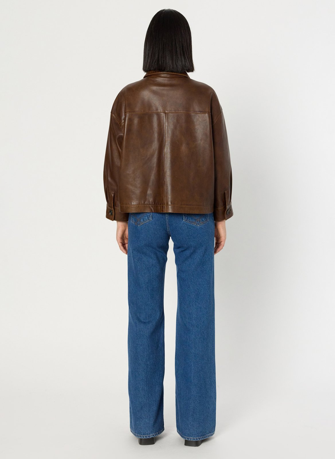 Lambskin leather jacket with classic collar GERARD DAREL Brown
