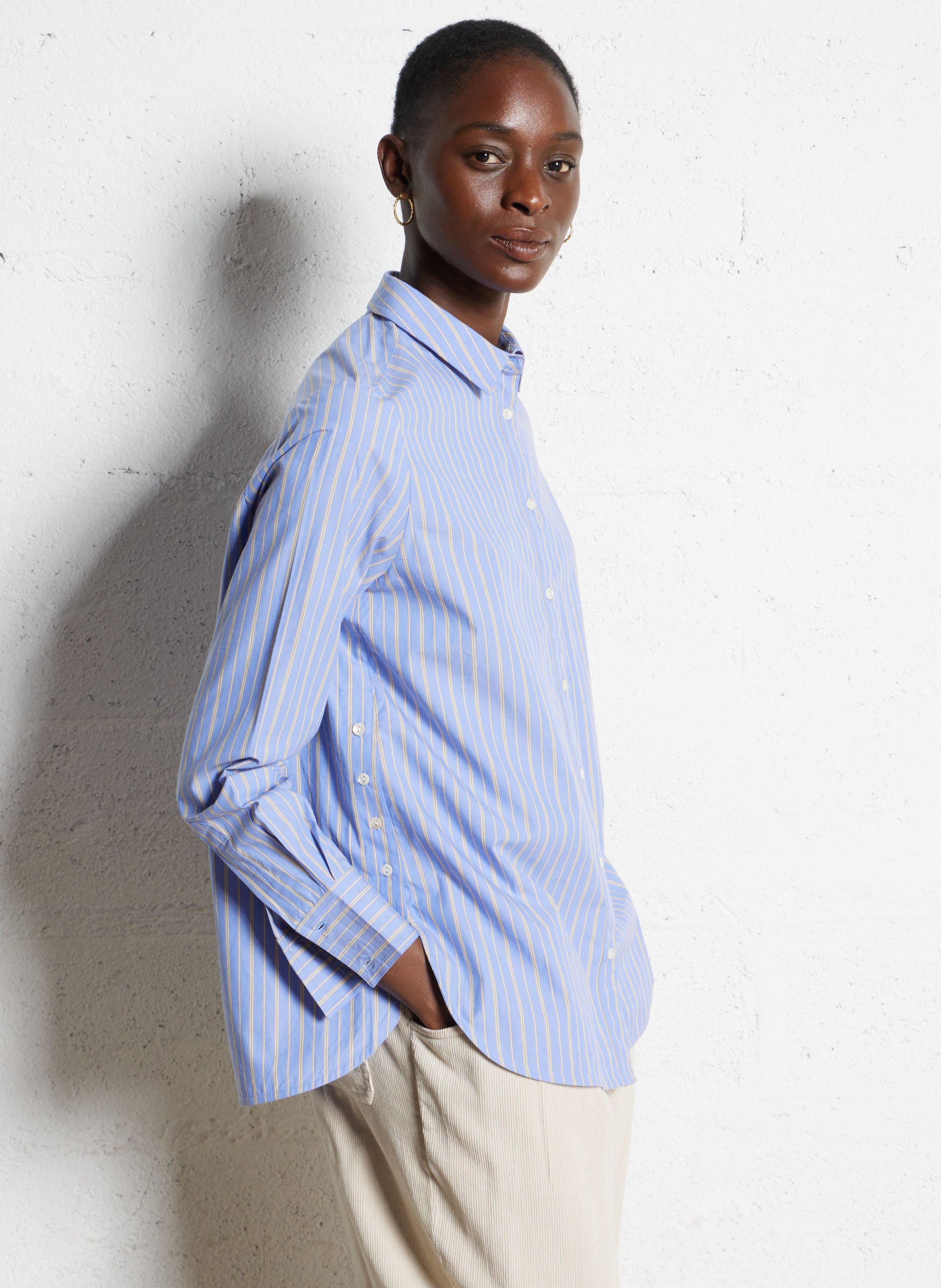 Capri plain oversized shirt BELLA JONES Blue