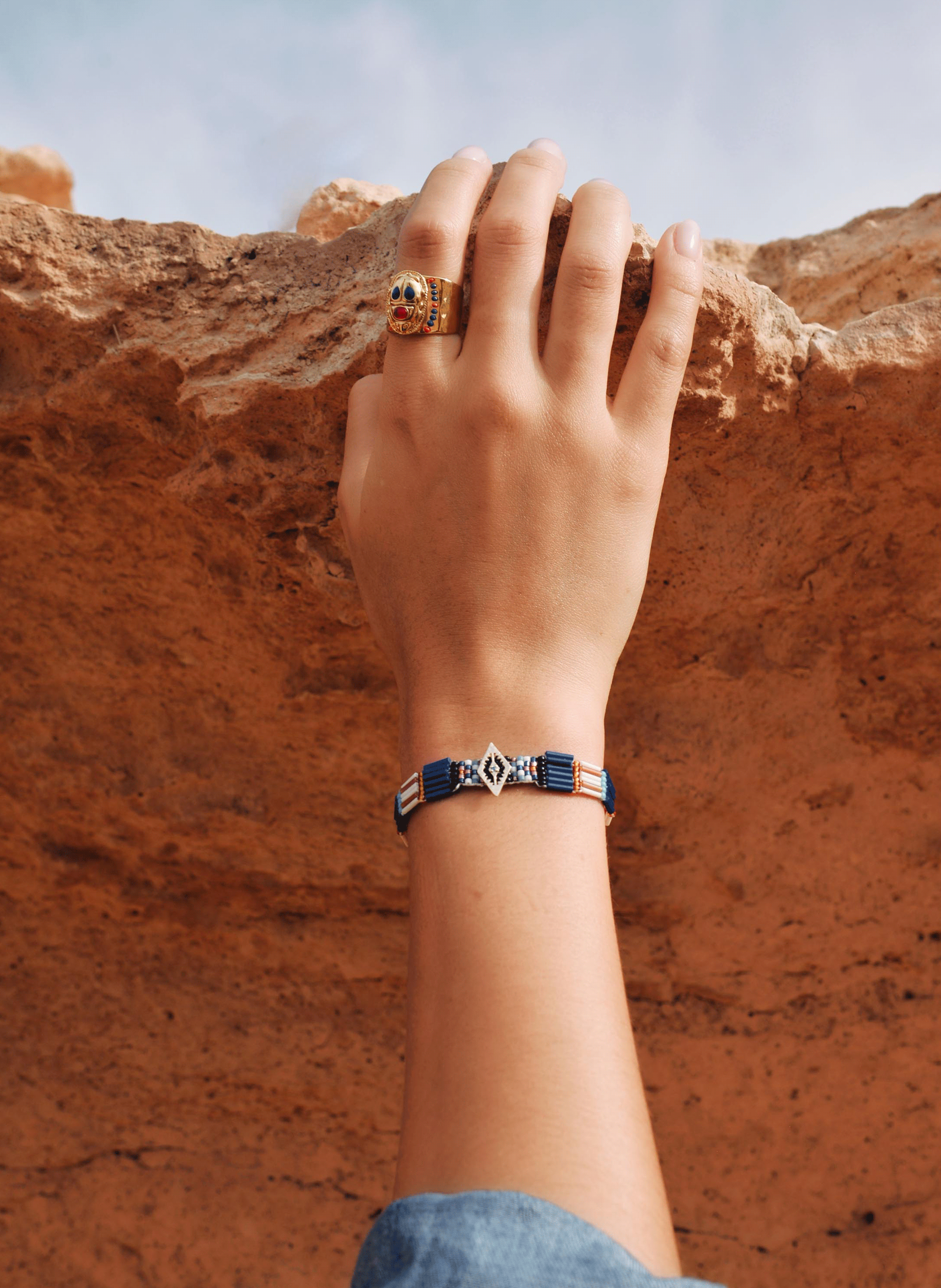 Adjustable bead bracelet HIPANEMA Blue