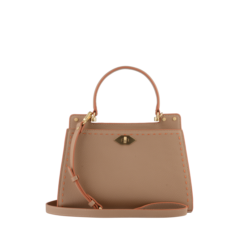 Handbag - cowhide leather POURCHET Brown