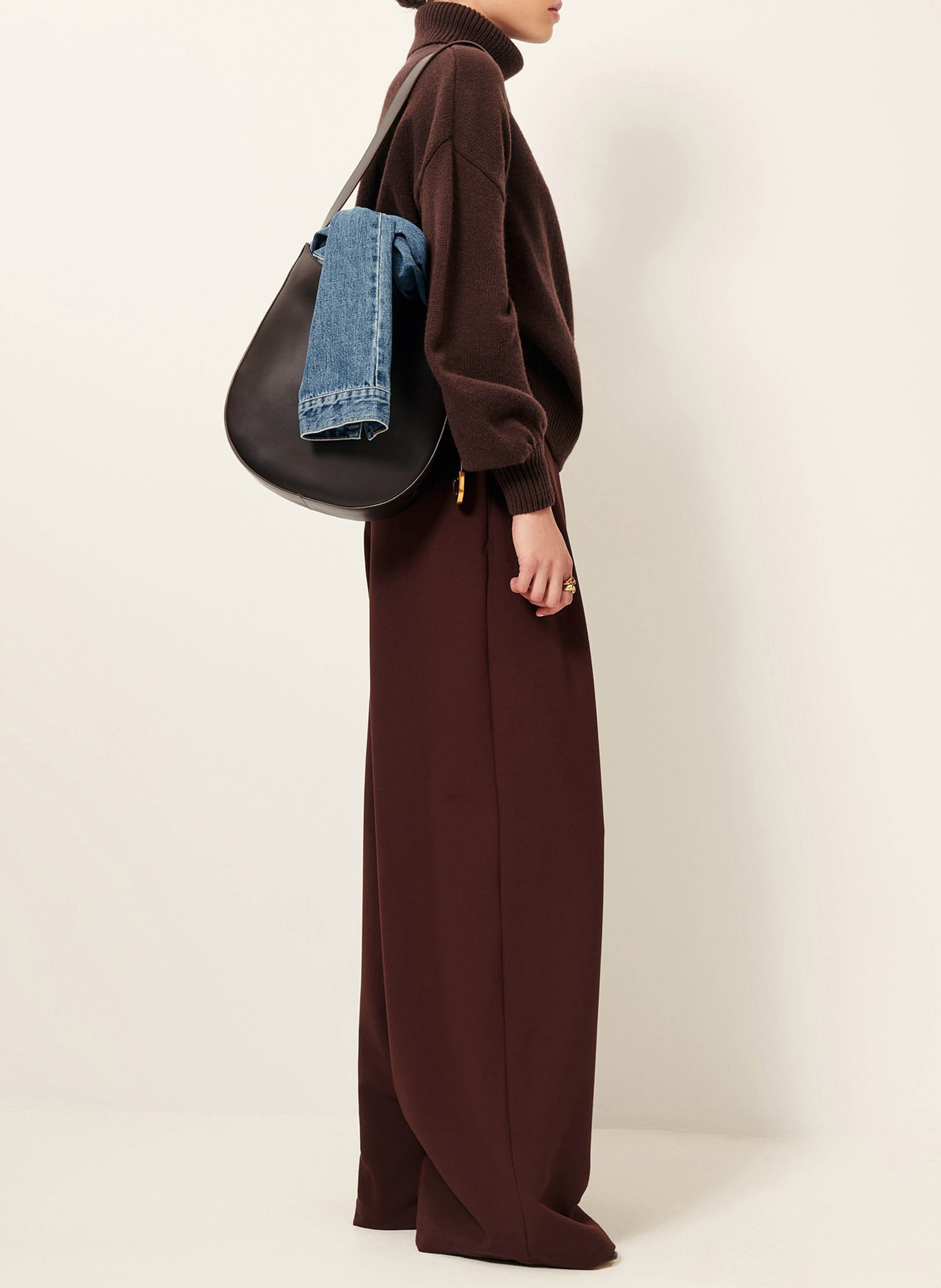 Wide-leg high waist pleated pants SESSUN Brown