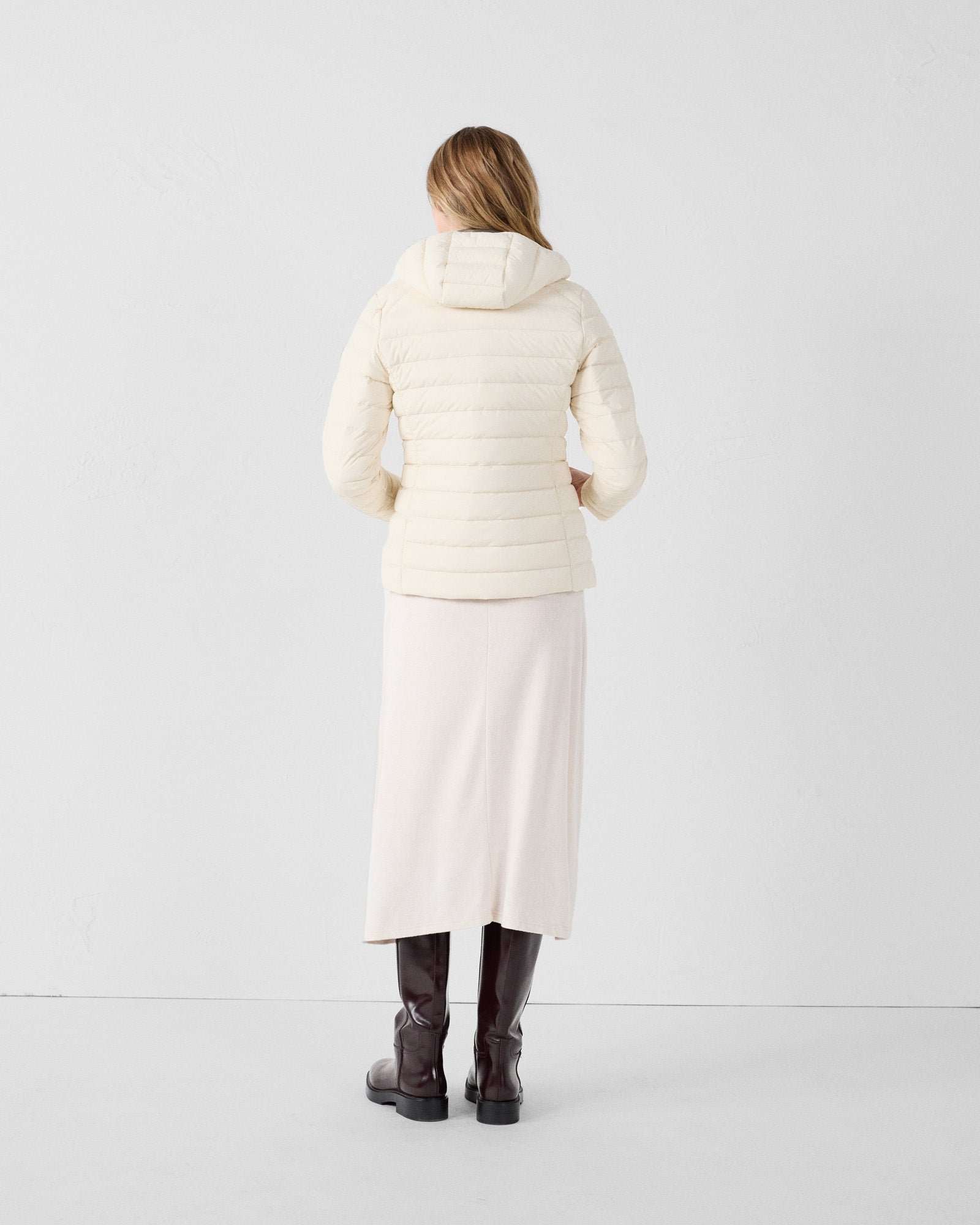 Lightweight stretch hooded puffer jacket Salma JOTT White