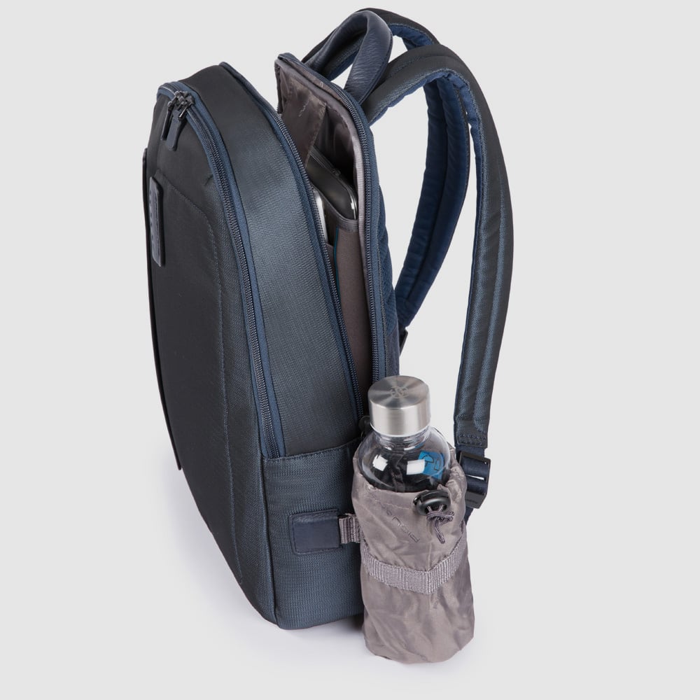 Leather and fabric backpack PIQUADRO Black