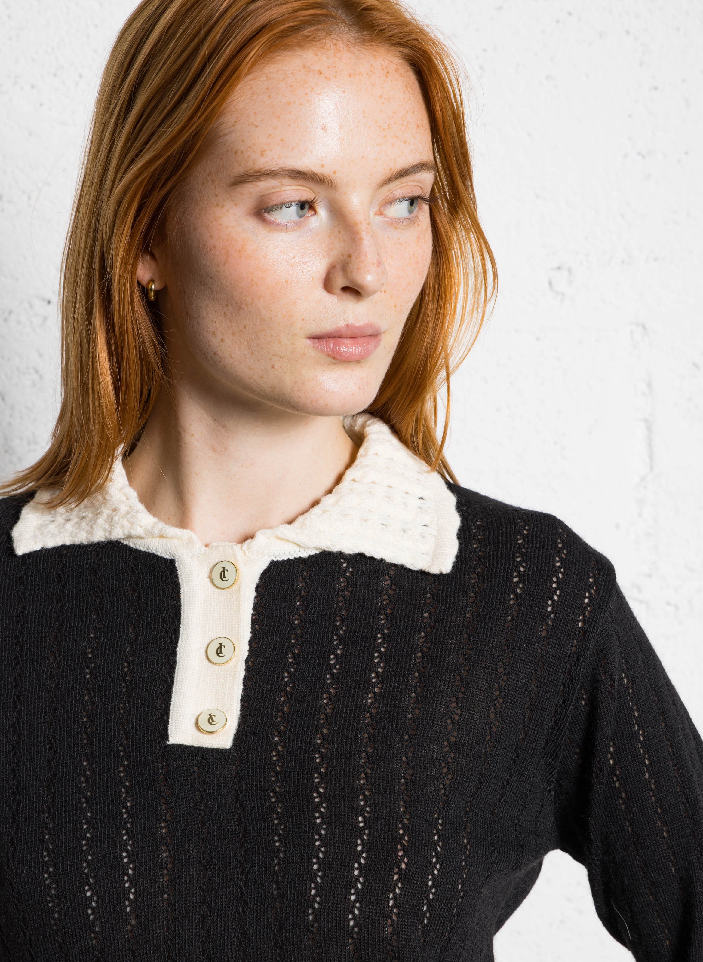 Pull tricot ajouré droit I CODE Noir