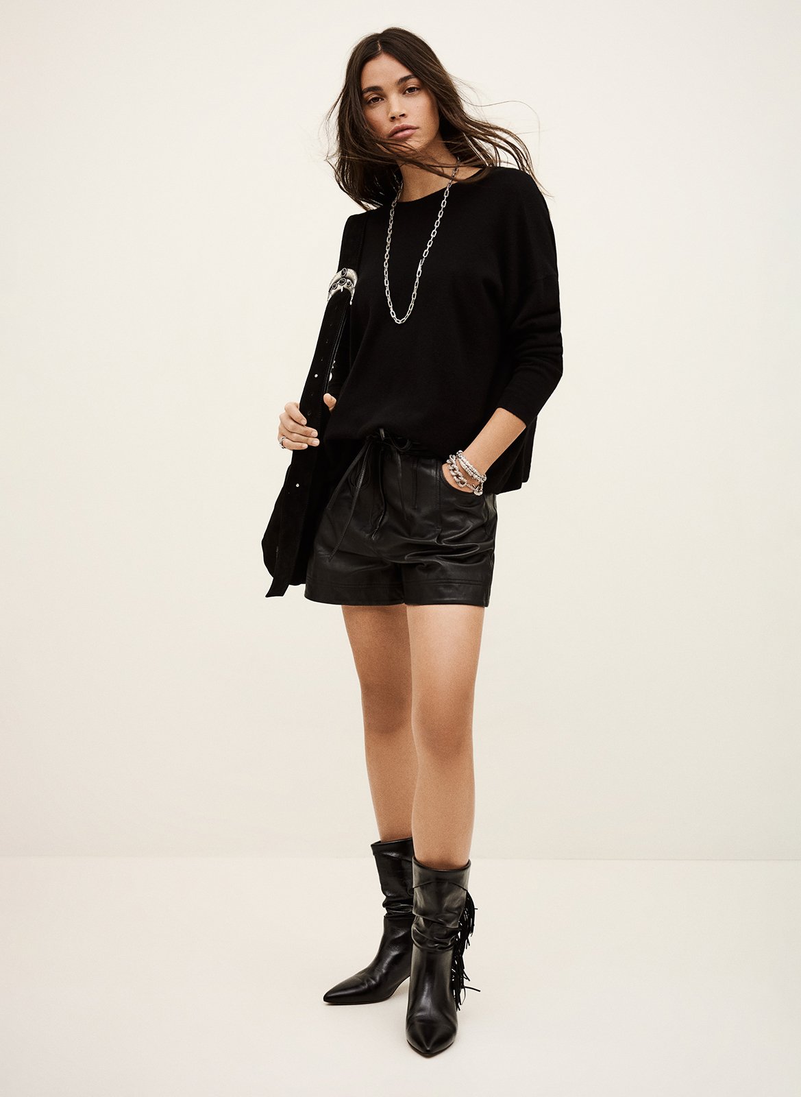 Kasjmier trui met V-hals BA&SH Zwart