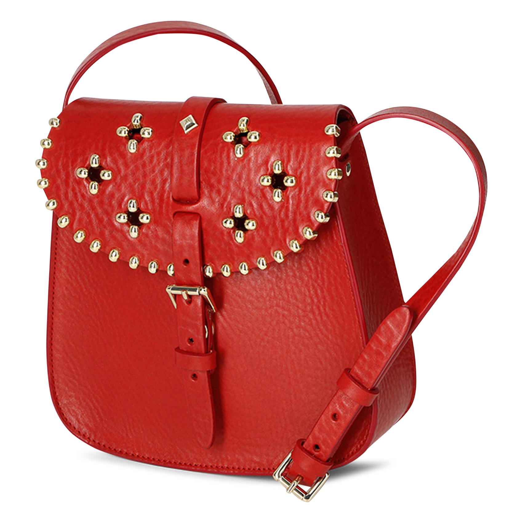 Sac porté épaule en cuir HERBERT FRERE SOEUR Rouge