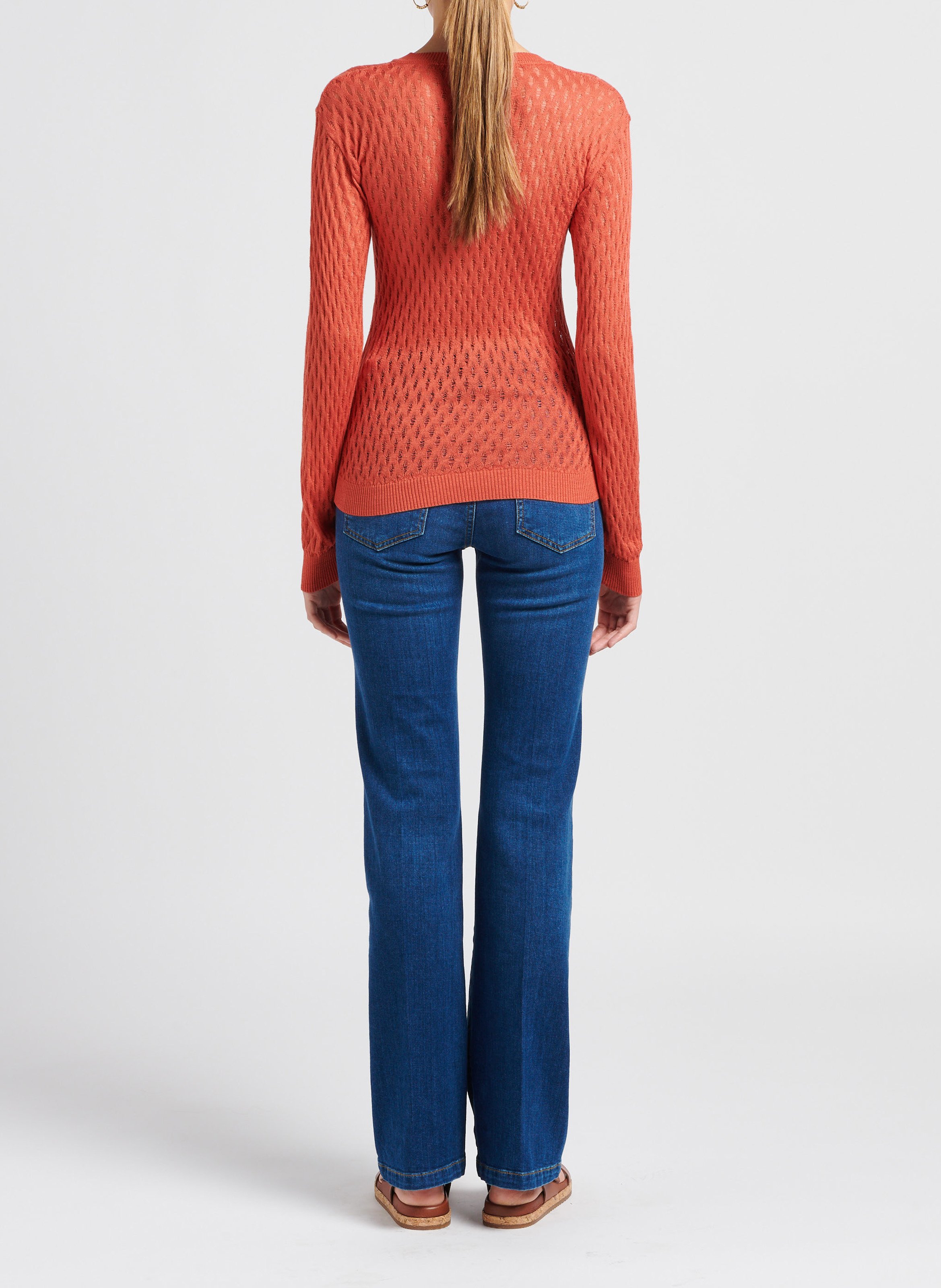 Top col rond en maille ajourée MAX&Co. Orange