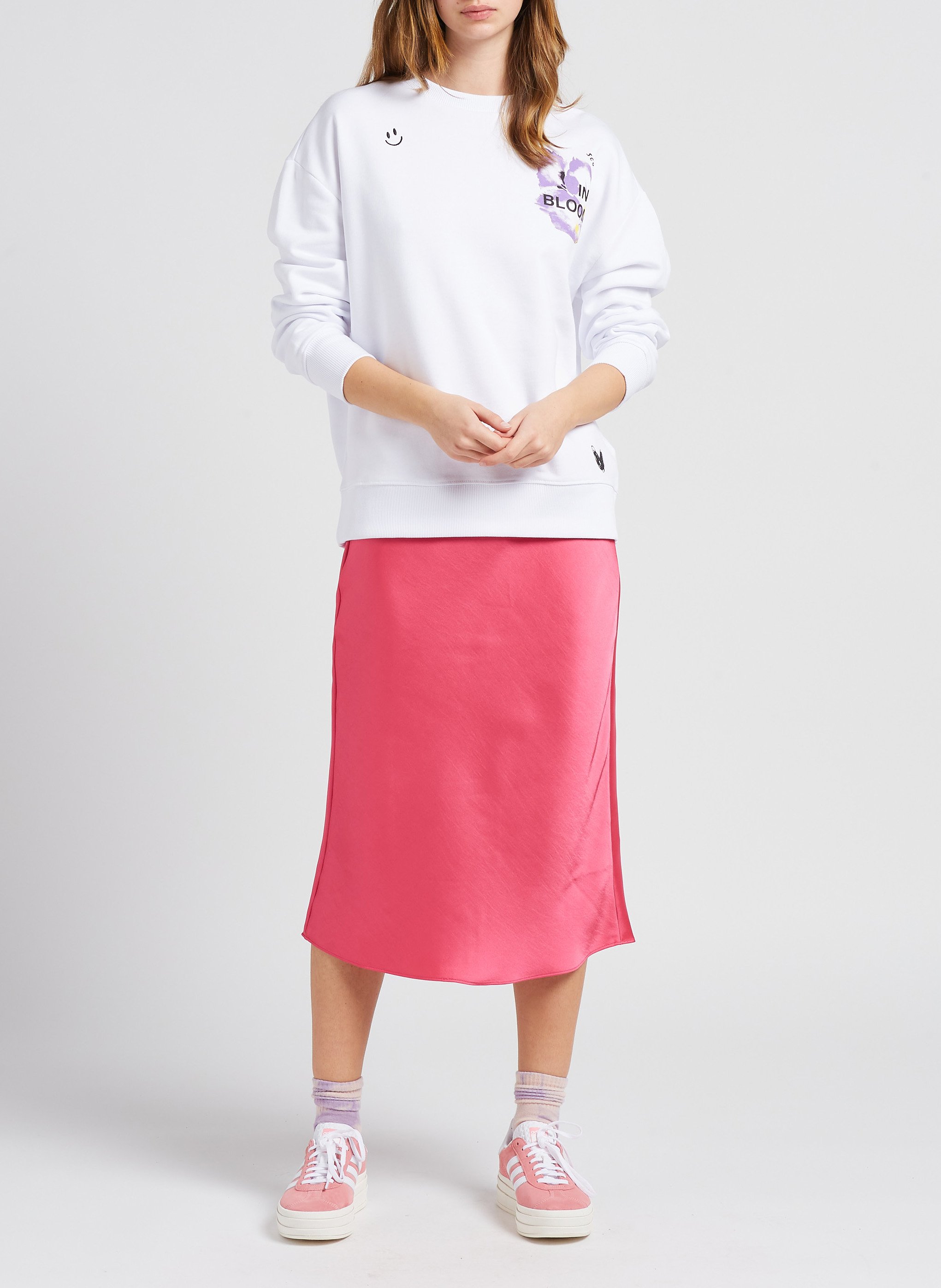 Round-neck organic cotton sweatshirt with screen print SCOTCH AND SODA White