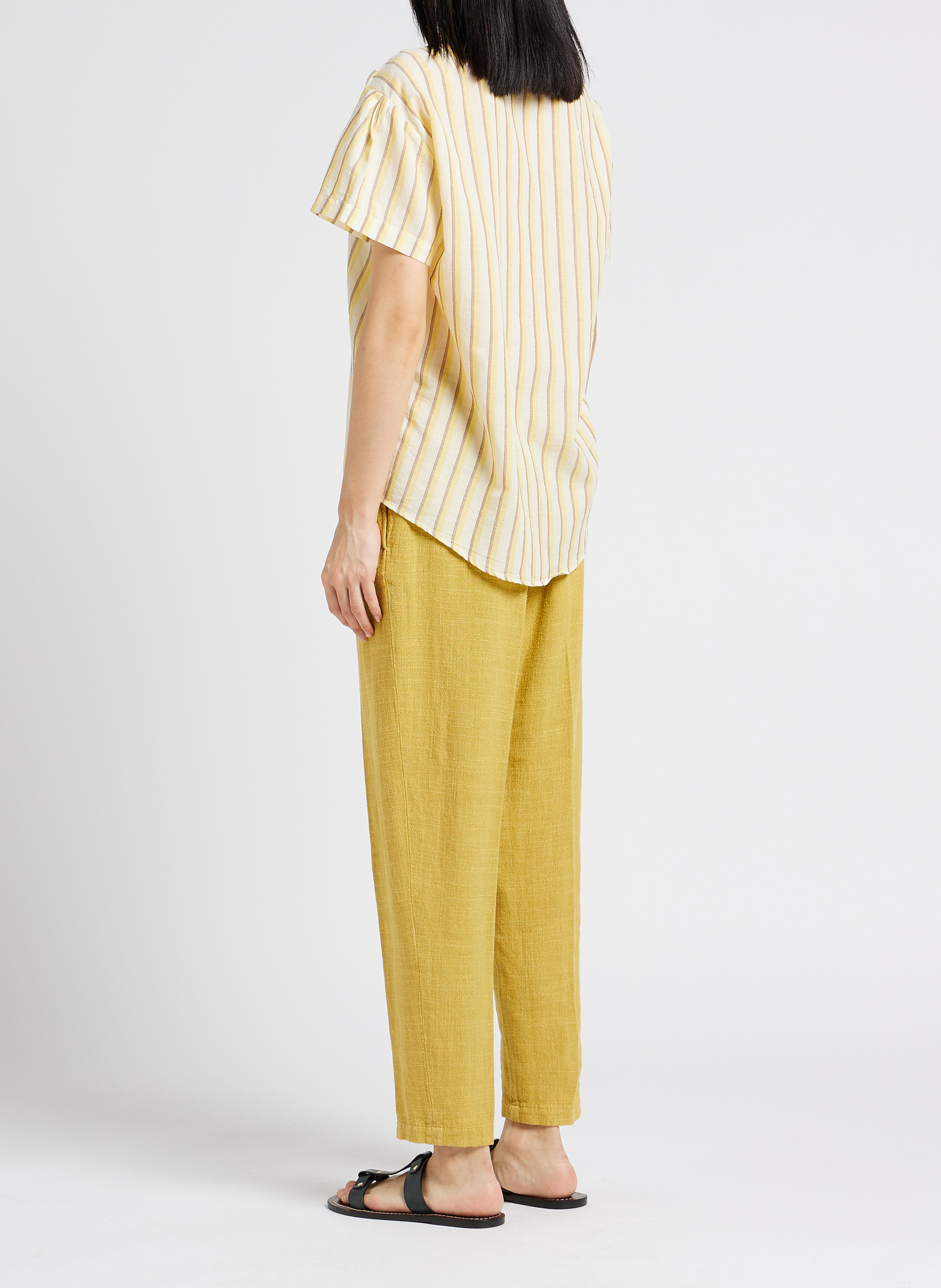 Ruimvallend overhemd met klassieke kraag | katoenblend POMANDERE Gestreepte