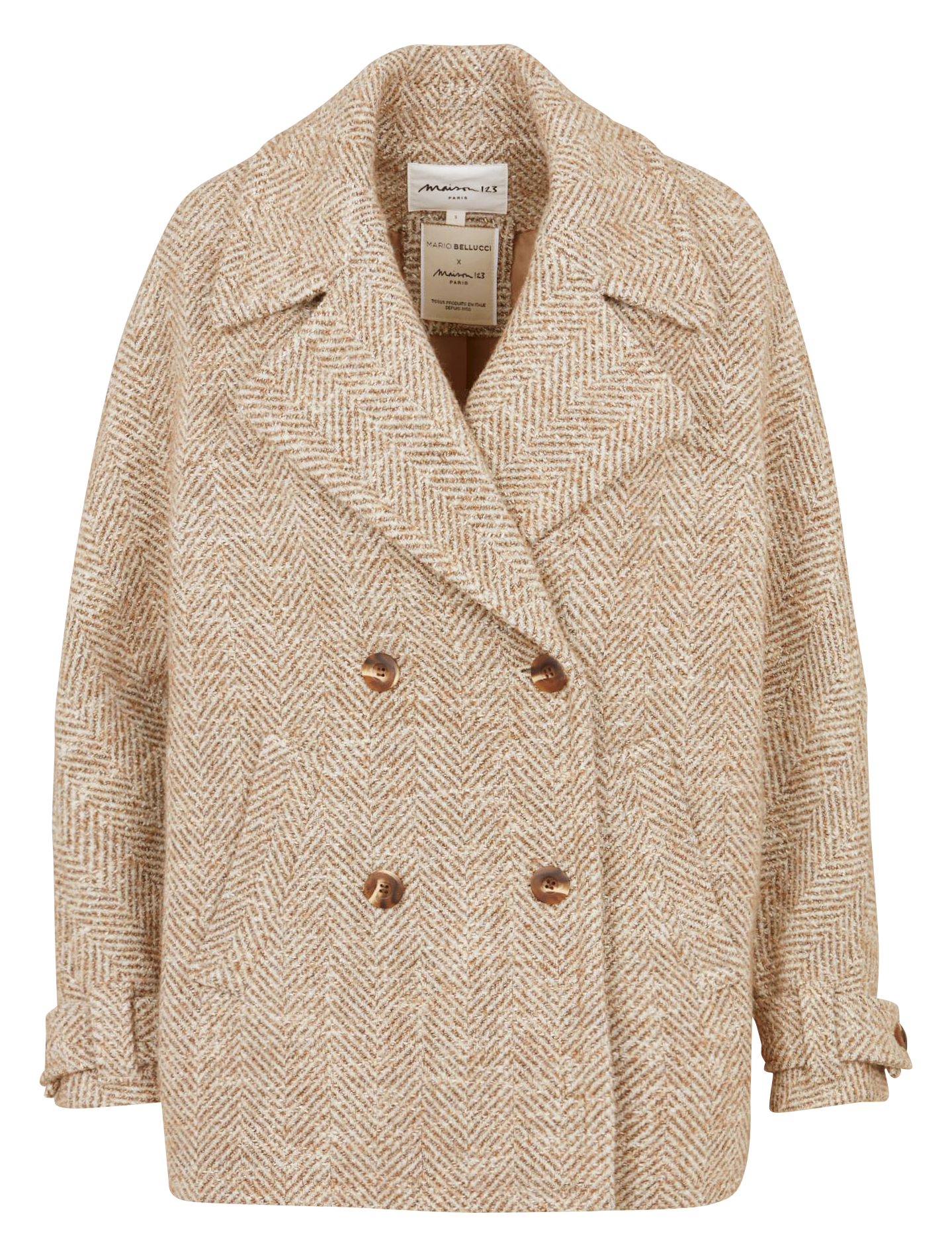 Manteau col tailleur  en laine mélangée MAISON 123 Beige