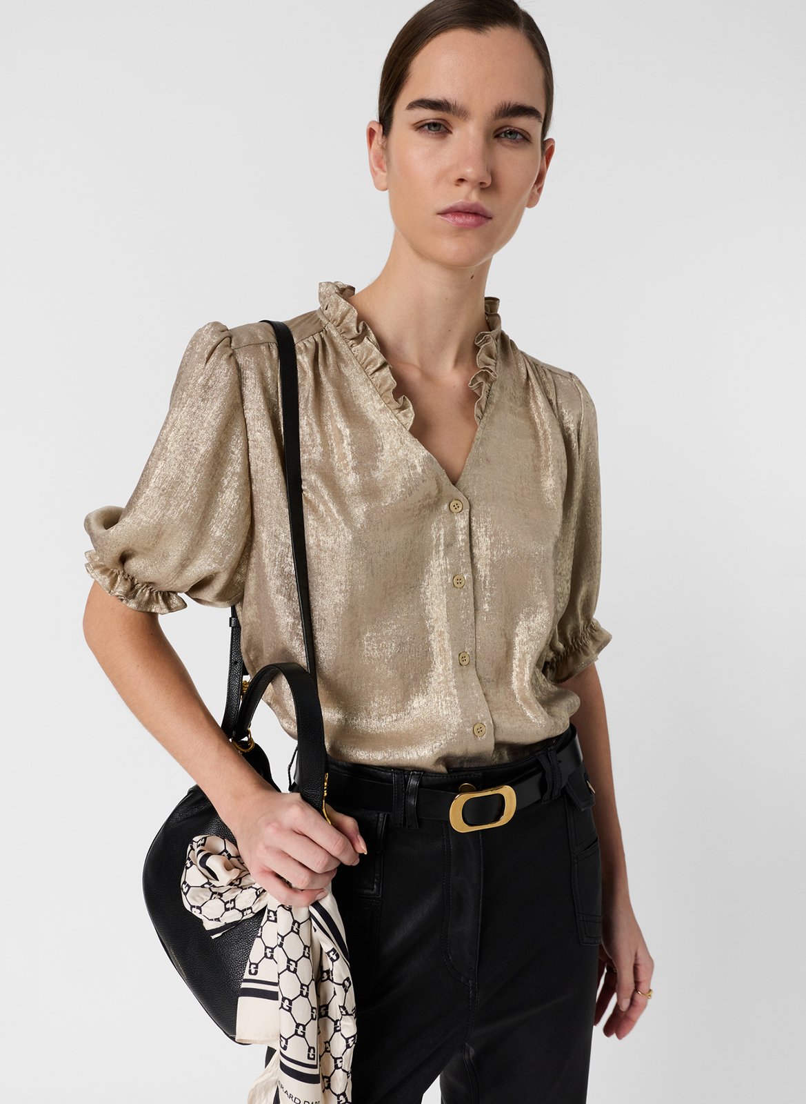 Locker geschnittene Bluse mit Volantkragen GERARD DAREL Golden