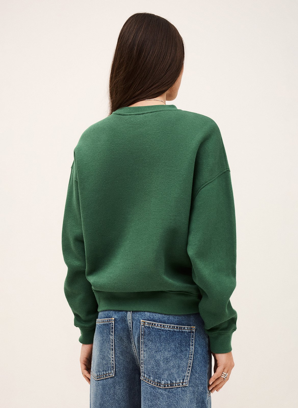 Wijde sweater van katoenblend met zeefdruk BA&SH Groen