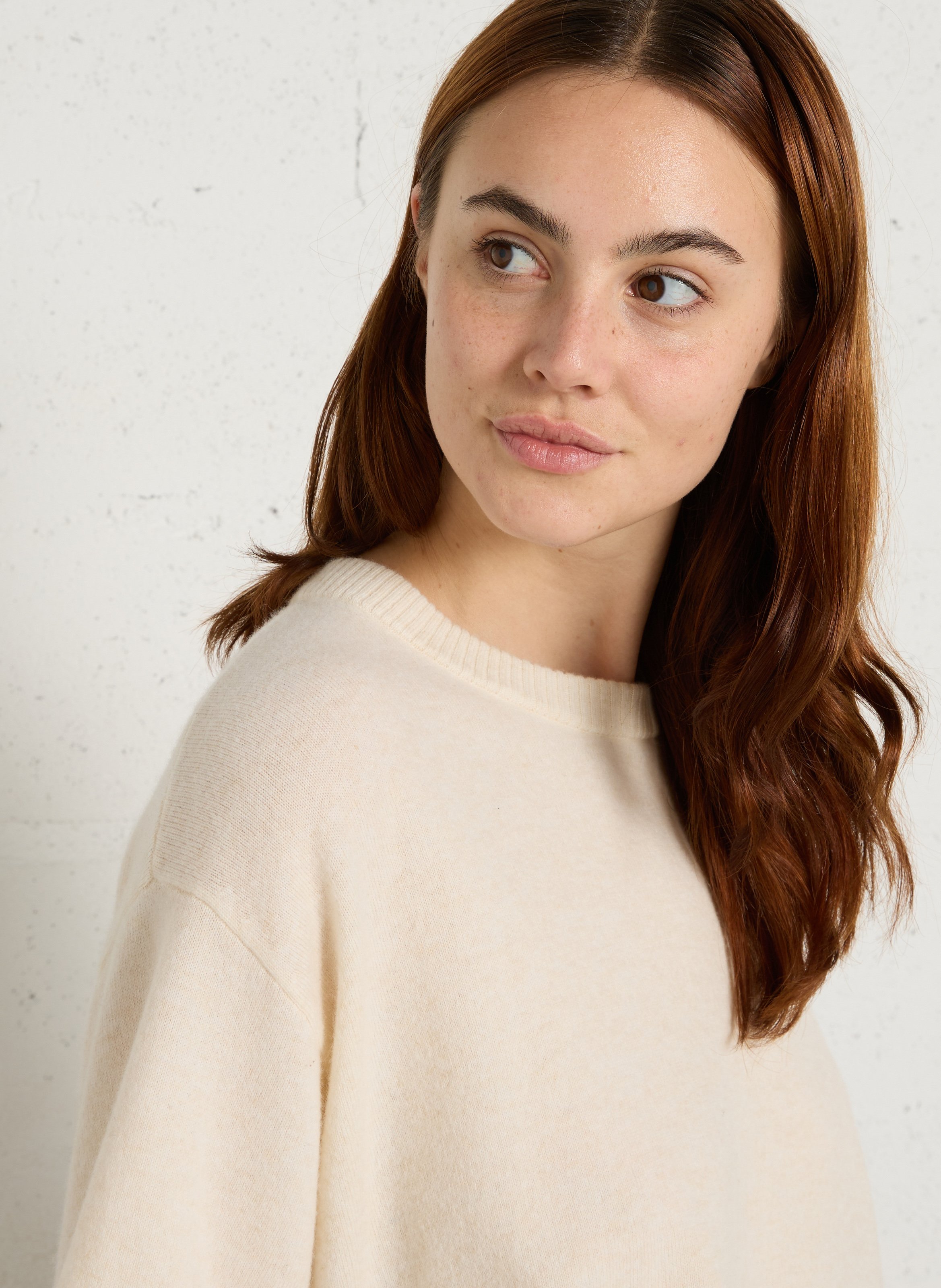 Oversized short-sleeve wool sweater RUE DE TOKYO Beige