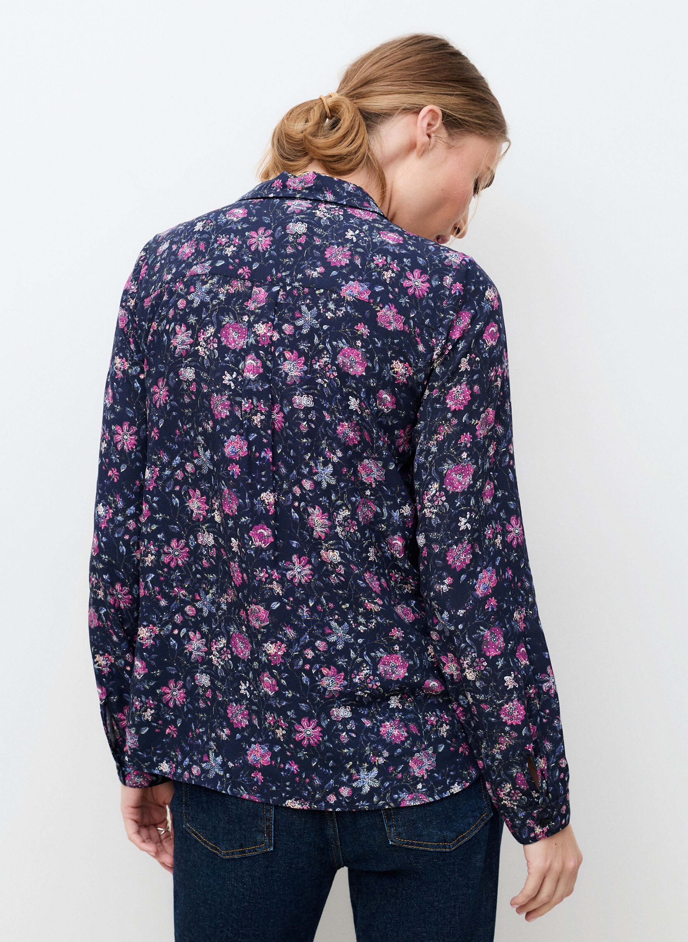 Straight-fit blouse met klassieke kraag en print CAROLL Blauw