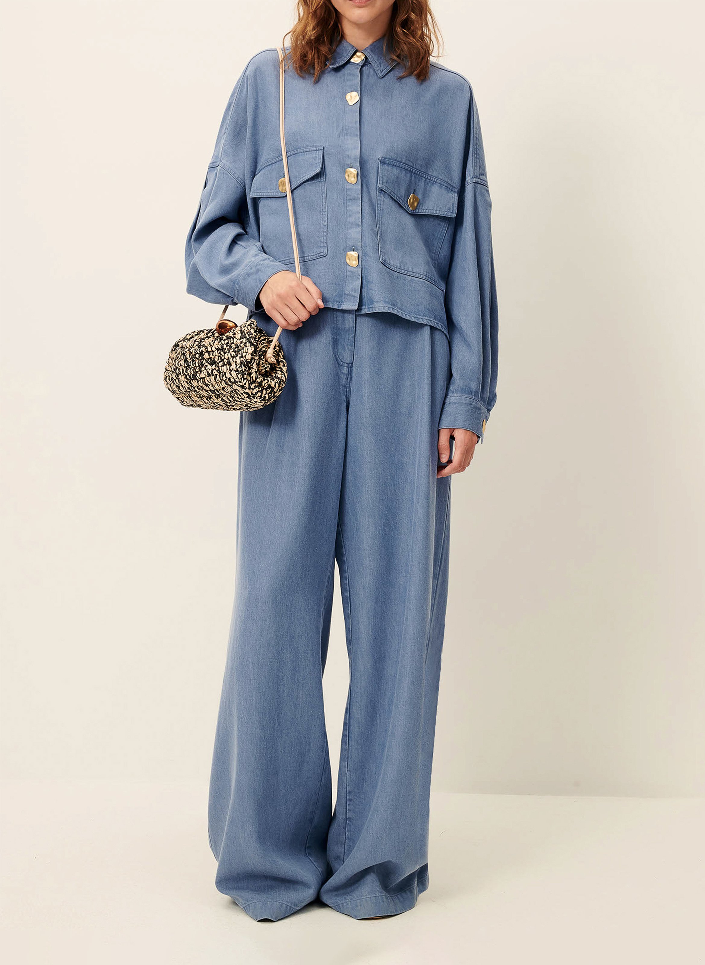 Oversized shirt with classic collar SESSUN Blue