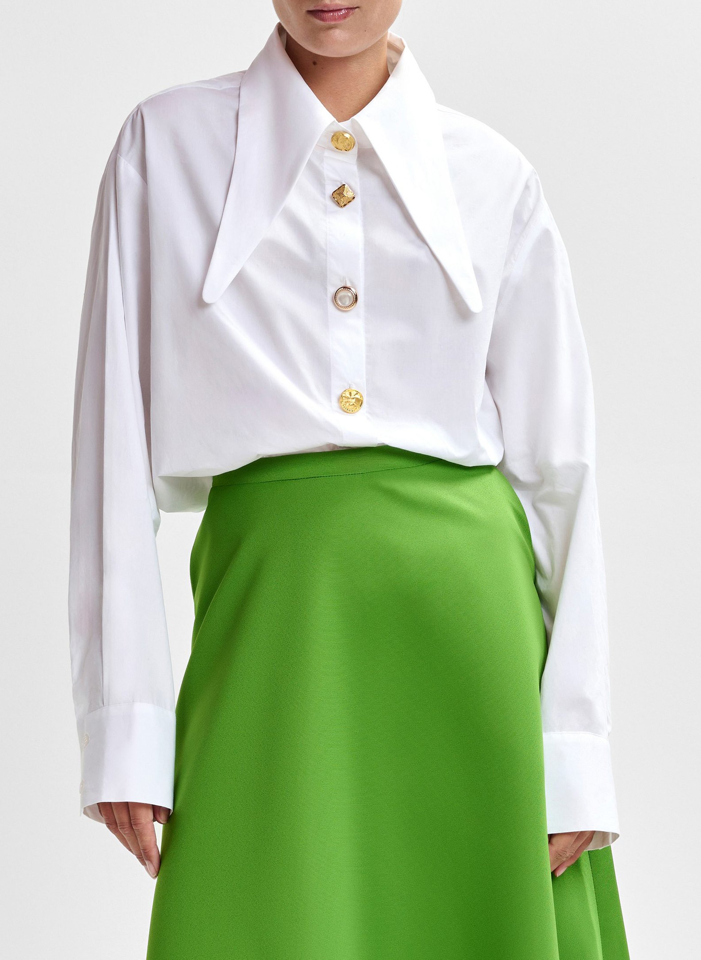 Oversized shirt with extended plain collar ESSENTIEL ANTWERP White