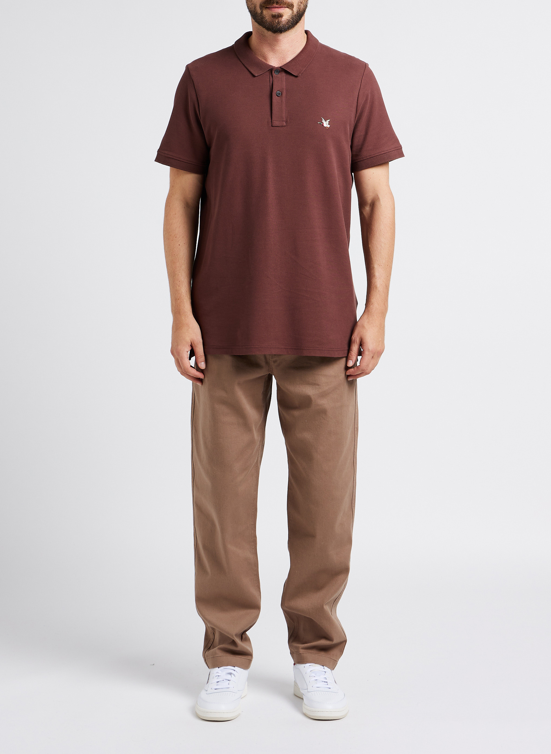 Pantalon droit en coton mélangé MINIMUM Beige