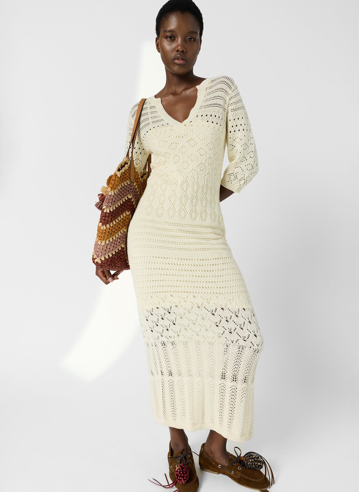 Langes Baumwollkleid mit Henley-Ausschnitt GERARD DAREL Beige