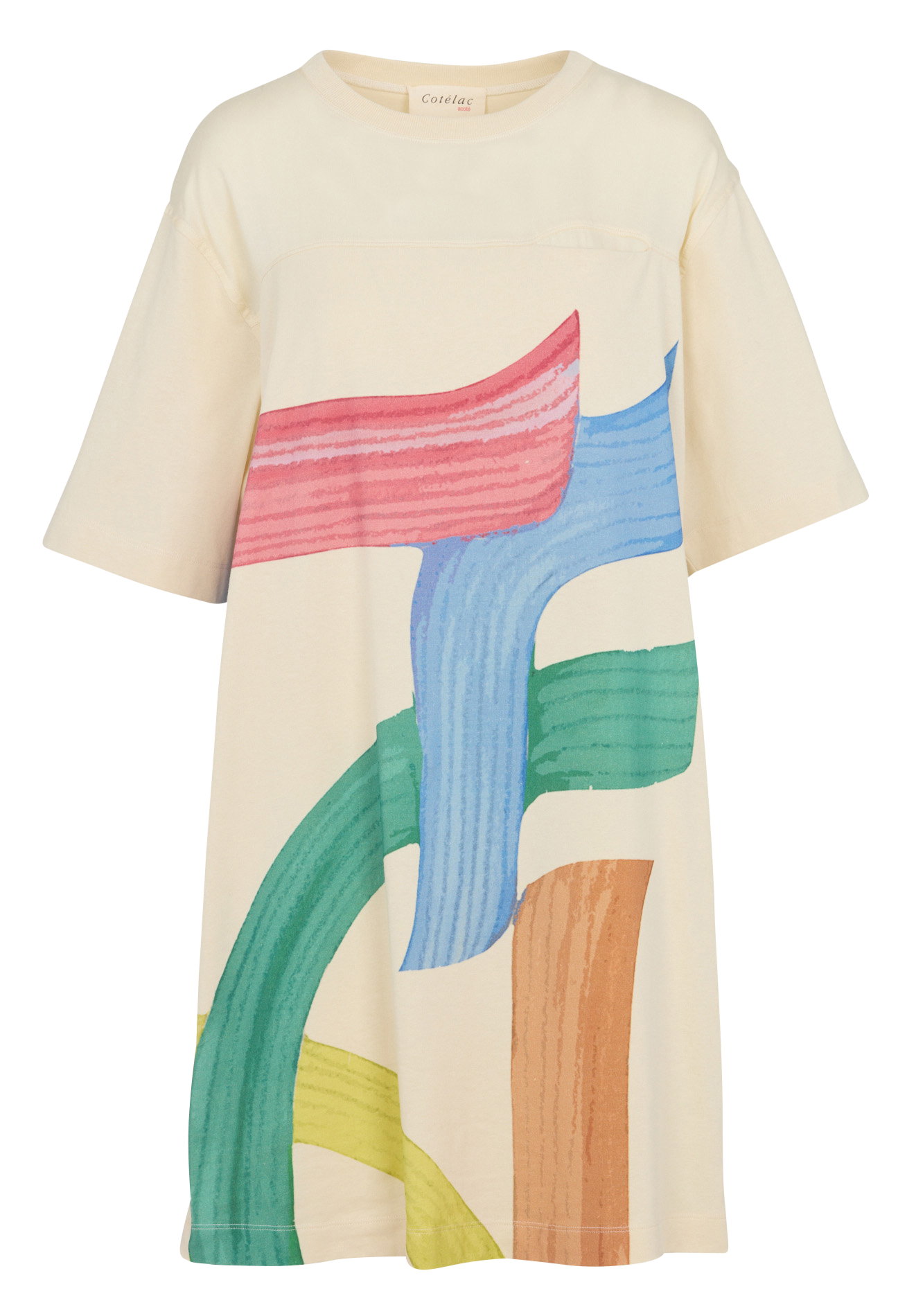 Robe midi col rond imprimée  ACOTE Blanc