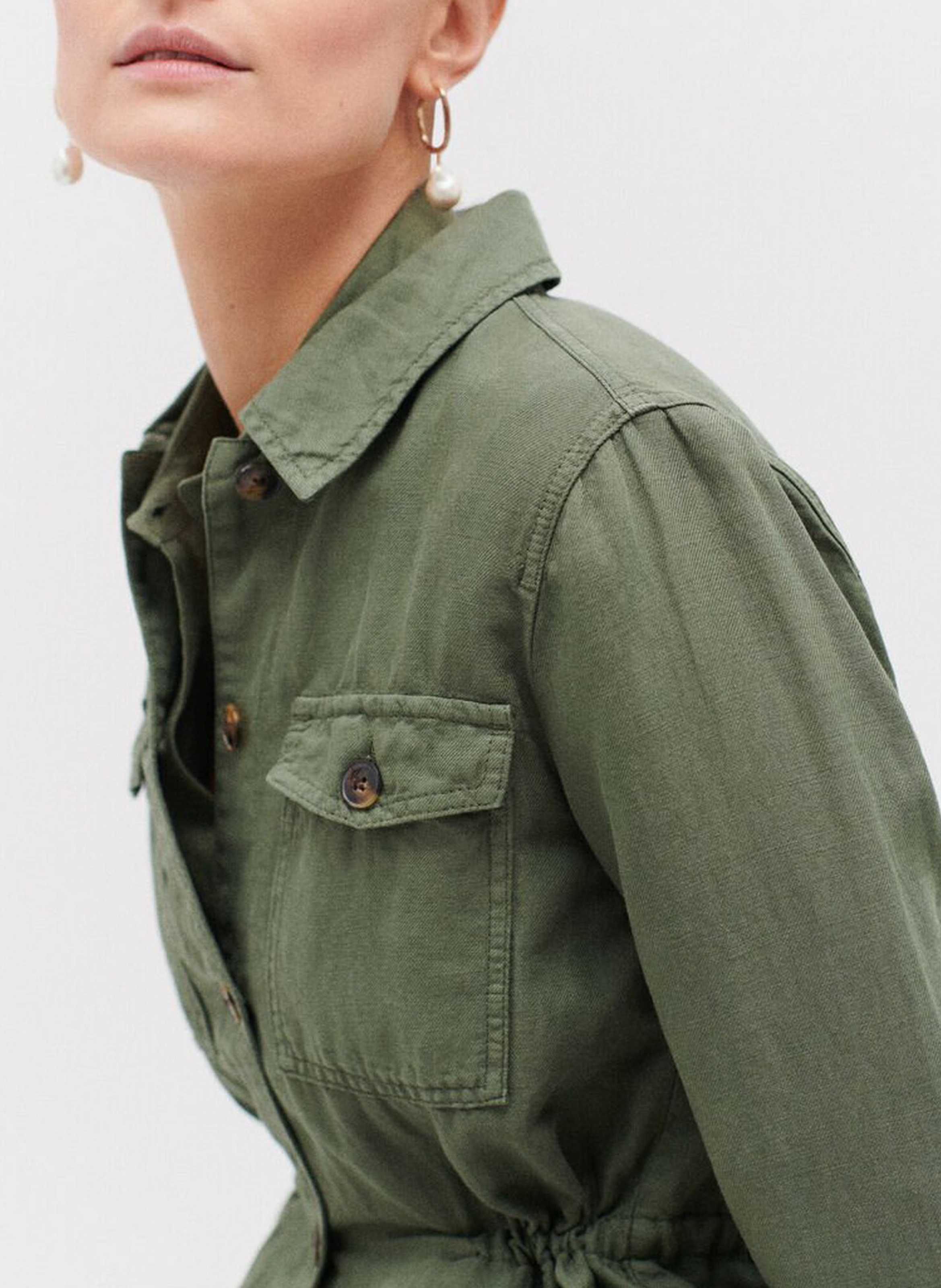 Saharienne col classique en coton CAROLL Vert