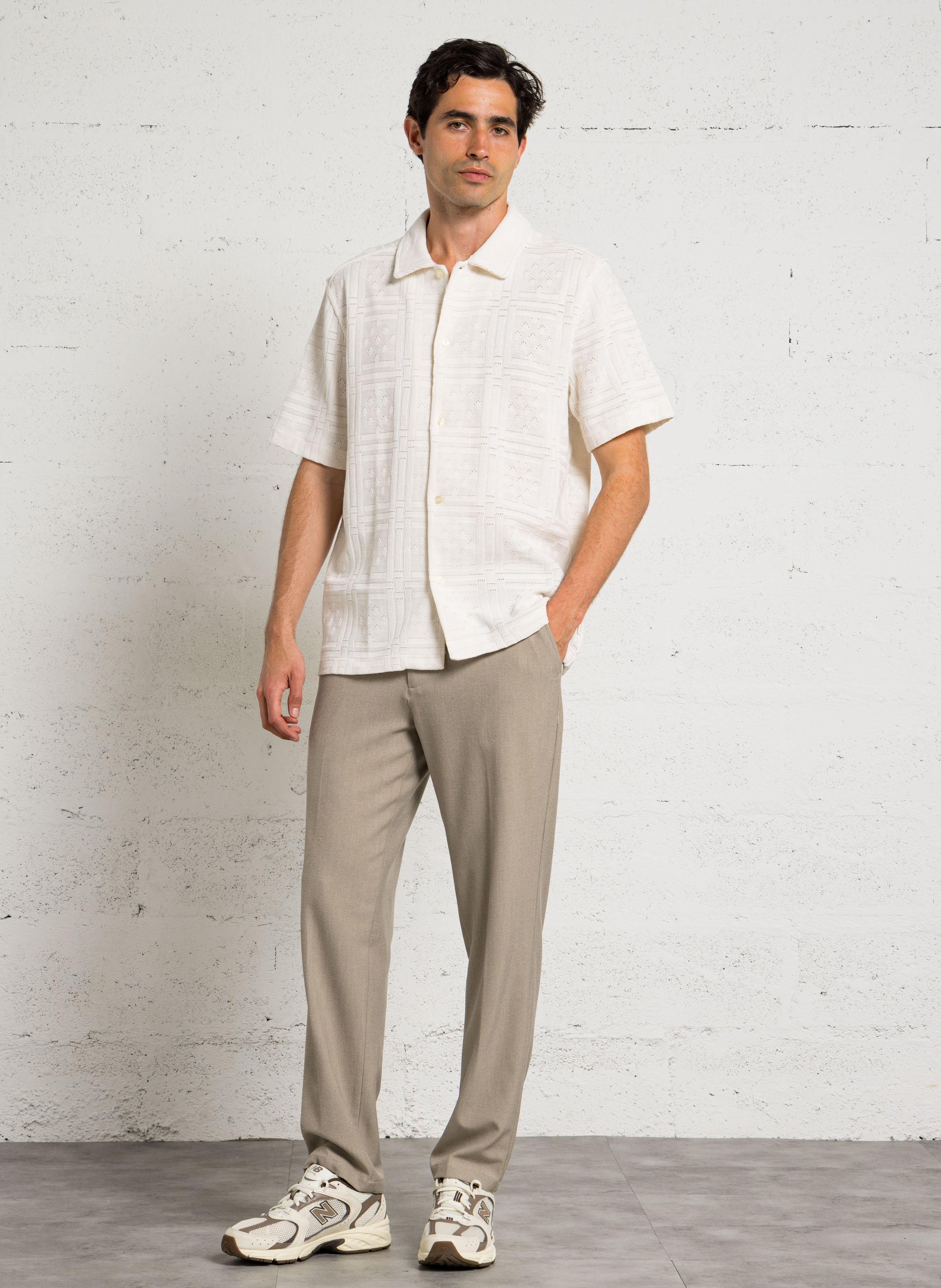 Camicia dritta collo classico in misto cotone LES DEUX Beige