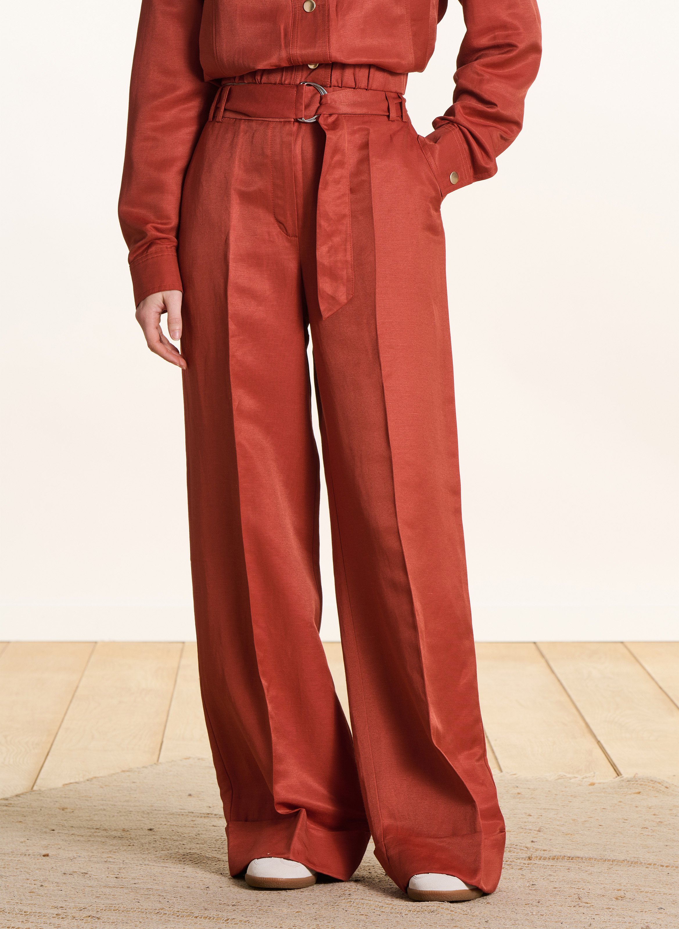 Wijde broek - linnenblend LA FEE MARABOUTEE Oranje