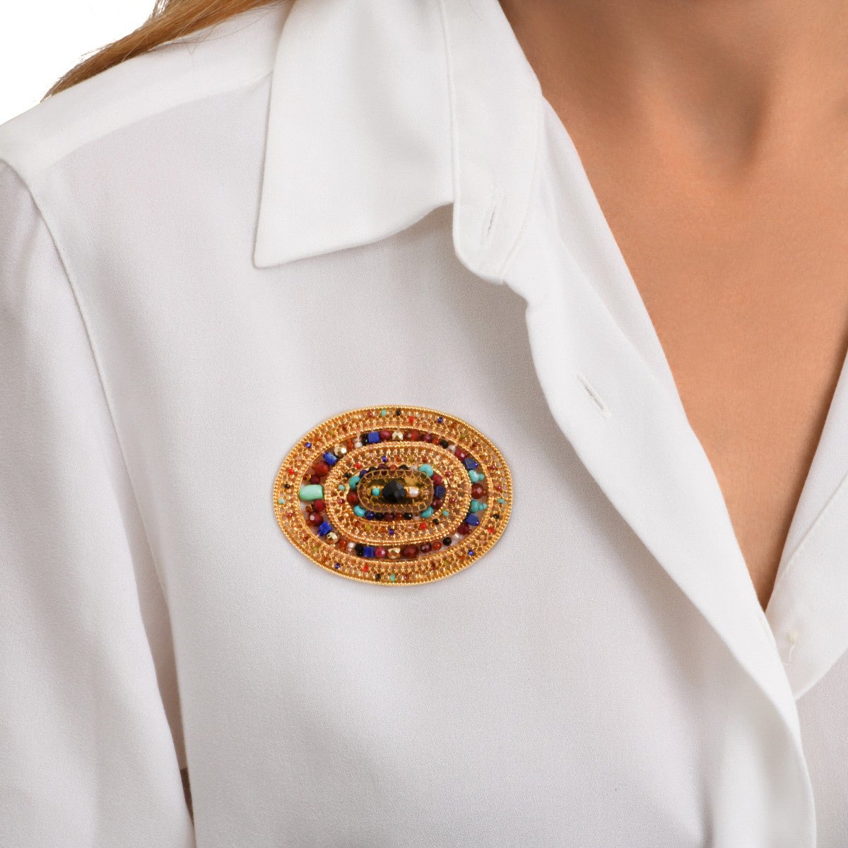 Gold-plated brooch SATELLITE PARIS Multicolored