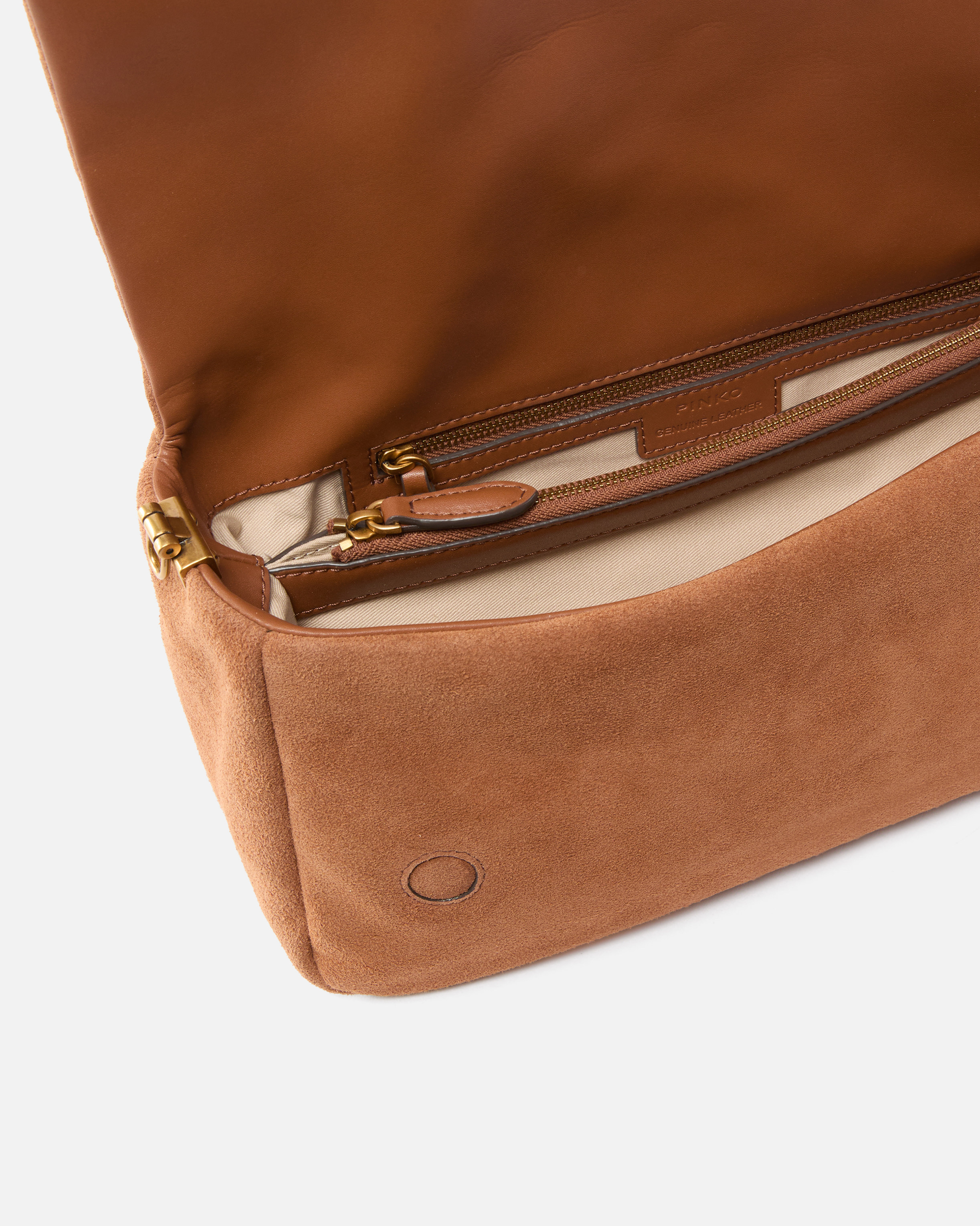 Sac à bandoulière moyen love bag click soft horizontal handle en daim PINKO Marron