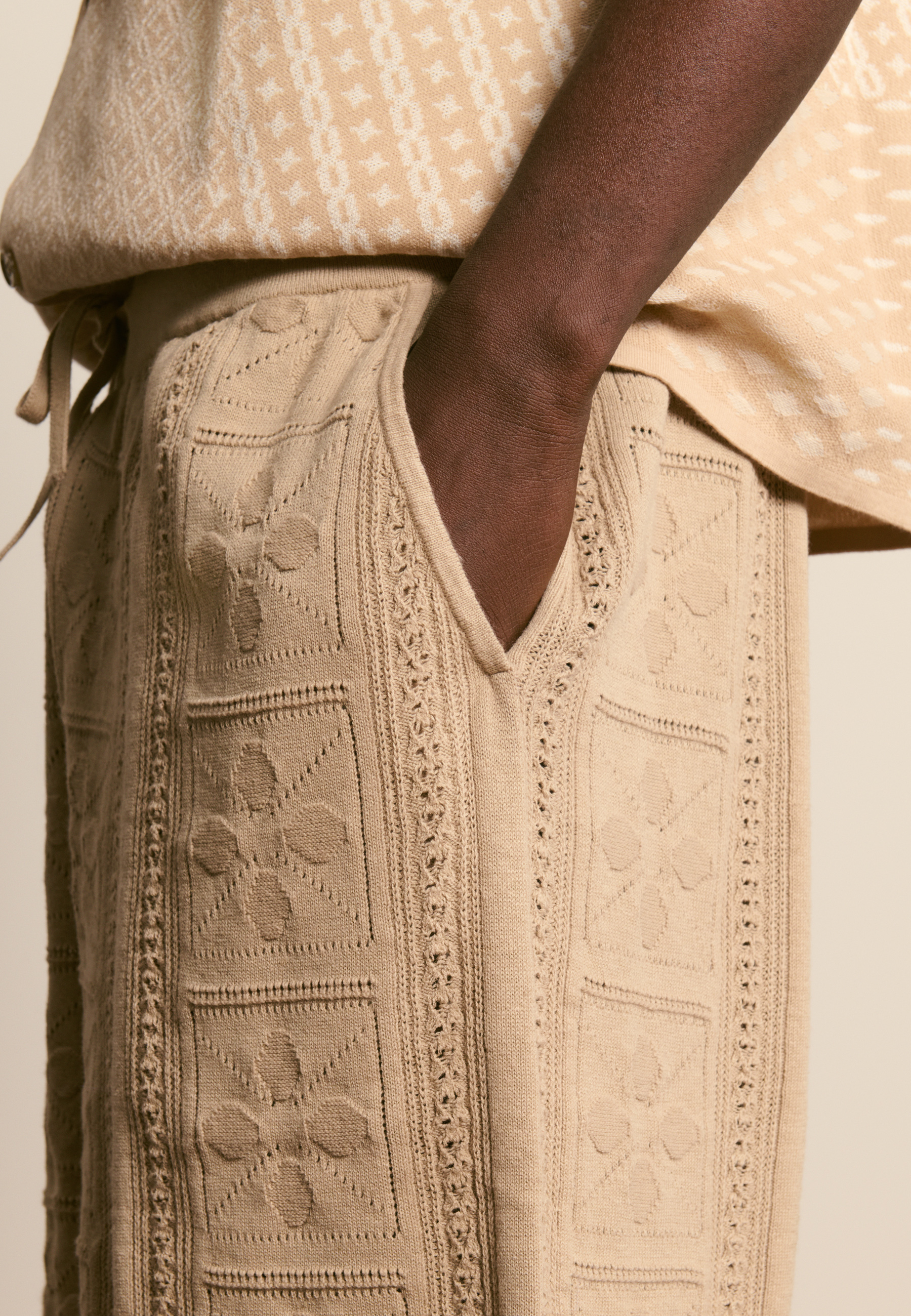 Short en coton ajouré MAISON MONTAGUT Marron