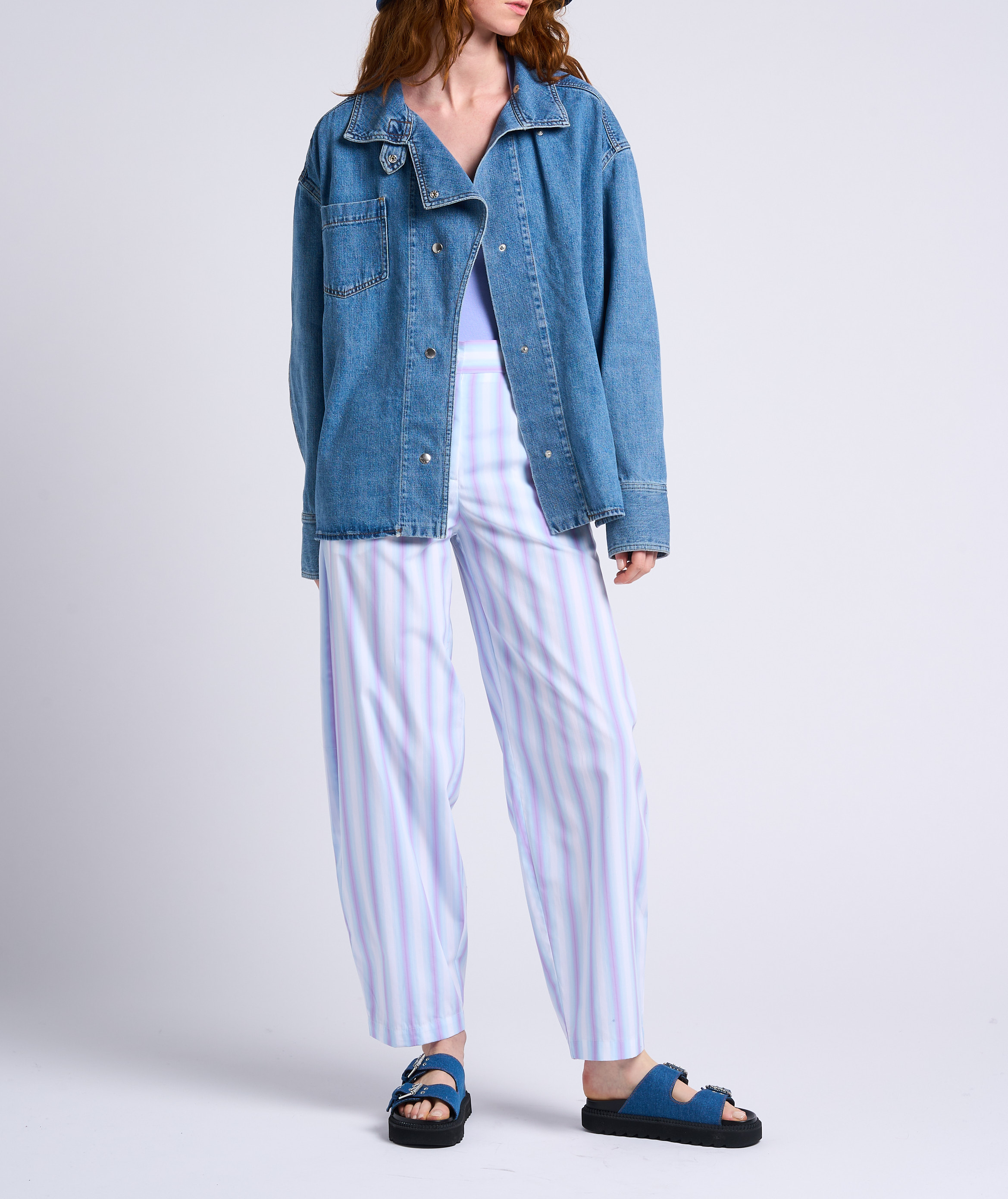 Pantalon droit à rayures MARGAUX LONNBERG Violet