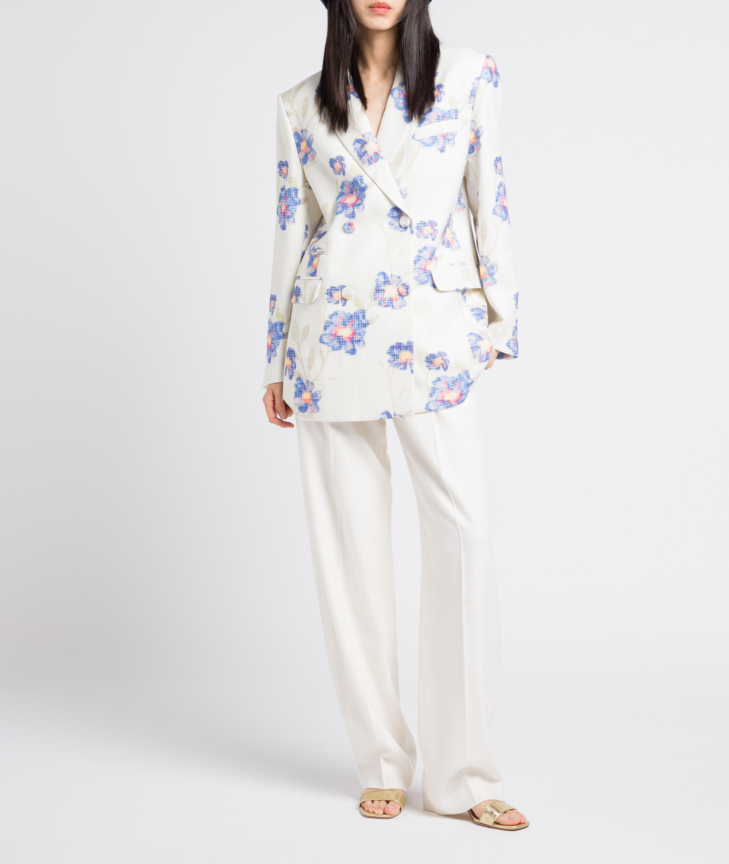 Veste de tailleur ajustée en laine vierge mélangée MARGAUX LONNBERG Multicolore