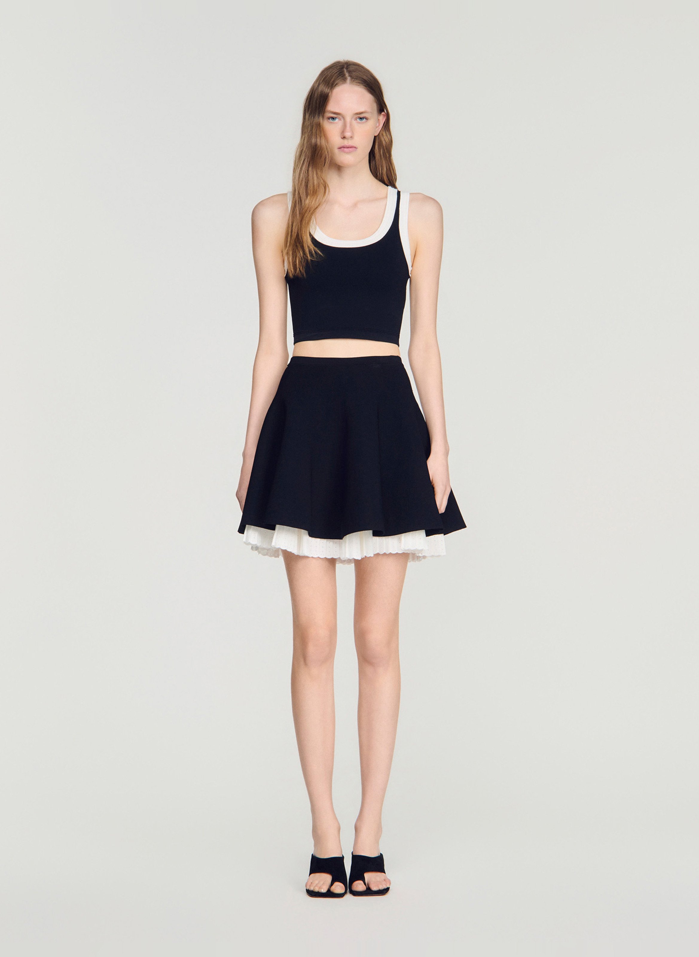 Solid flared mini skirt SANDRO Black