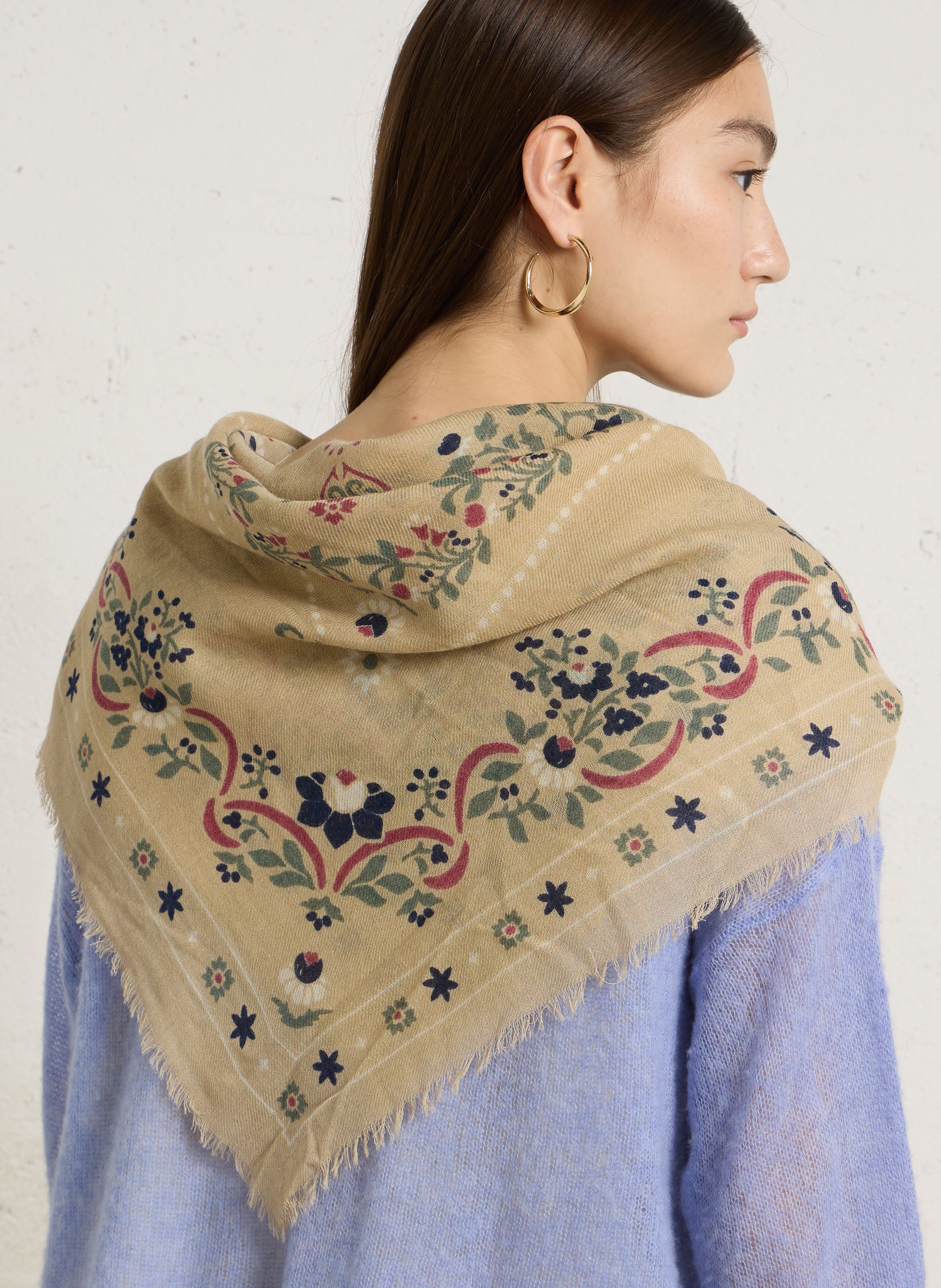 Bedruckter Foulard aus Wolle und Seide MAISON LECOMTE FLAMENT
