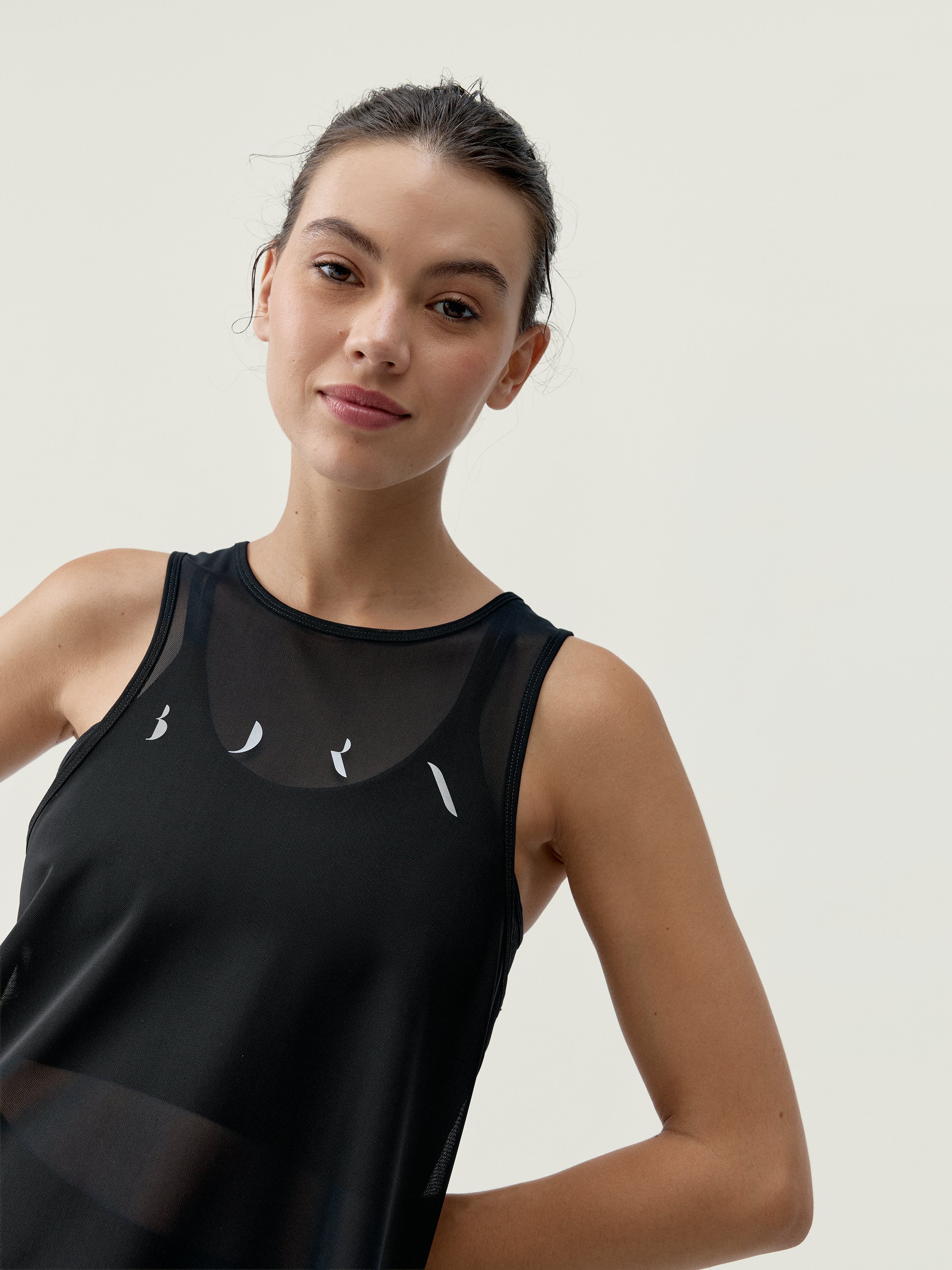 Transparent tank top | Black BORN Women