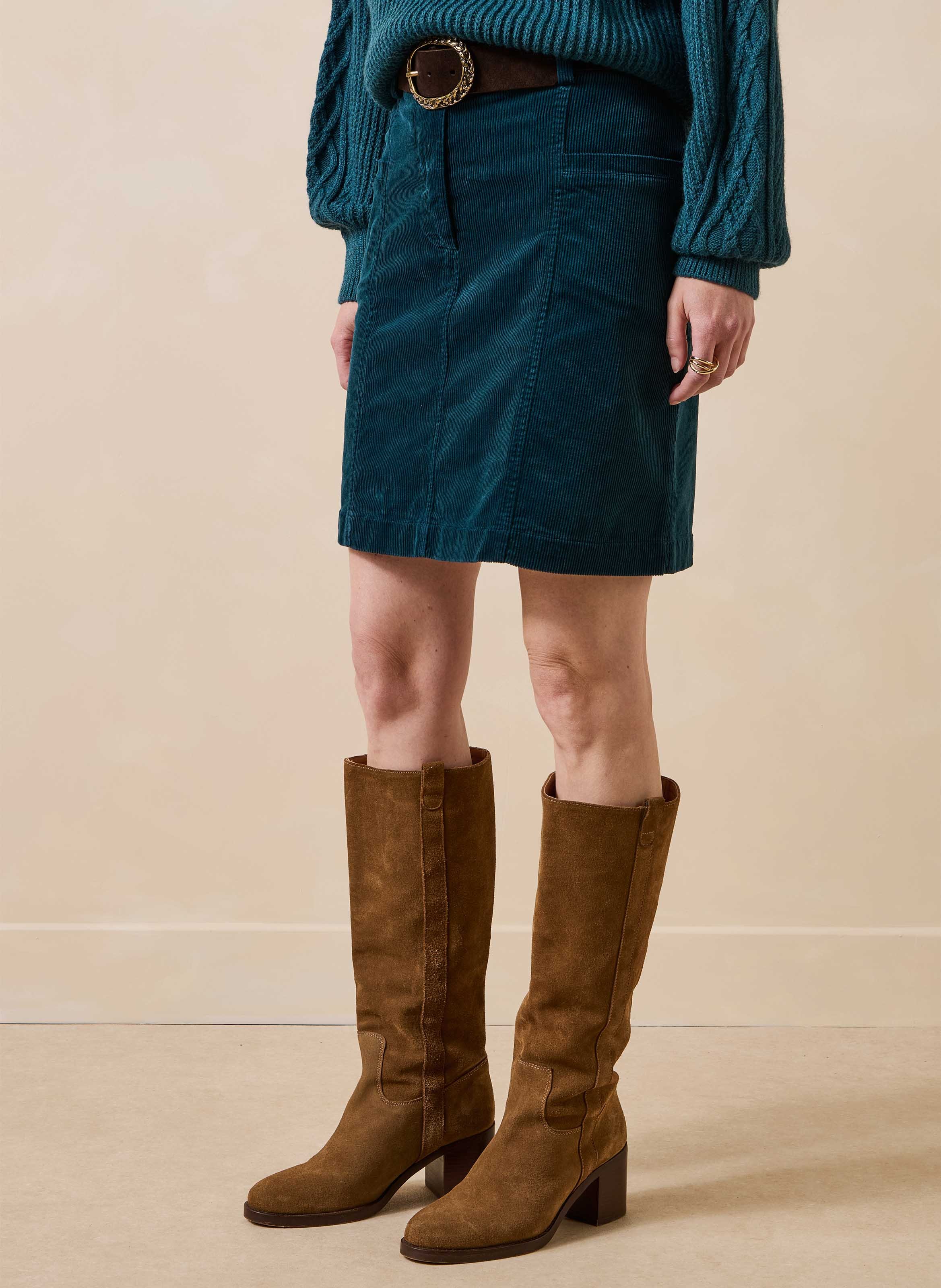 Korte rok van katoenmengsel corduroy LA FEE MARABOUTEE Blauw