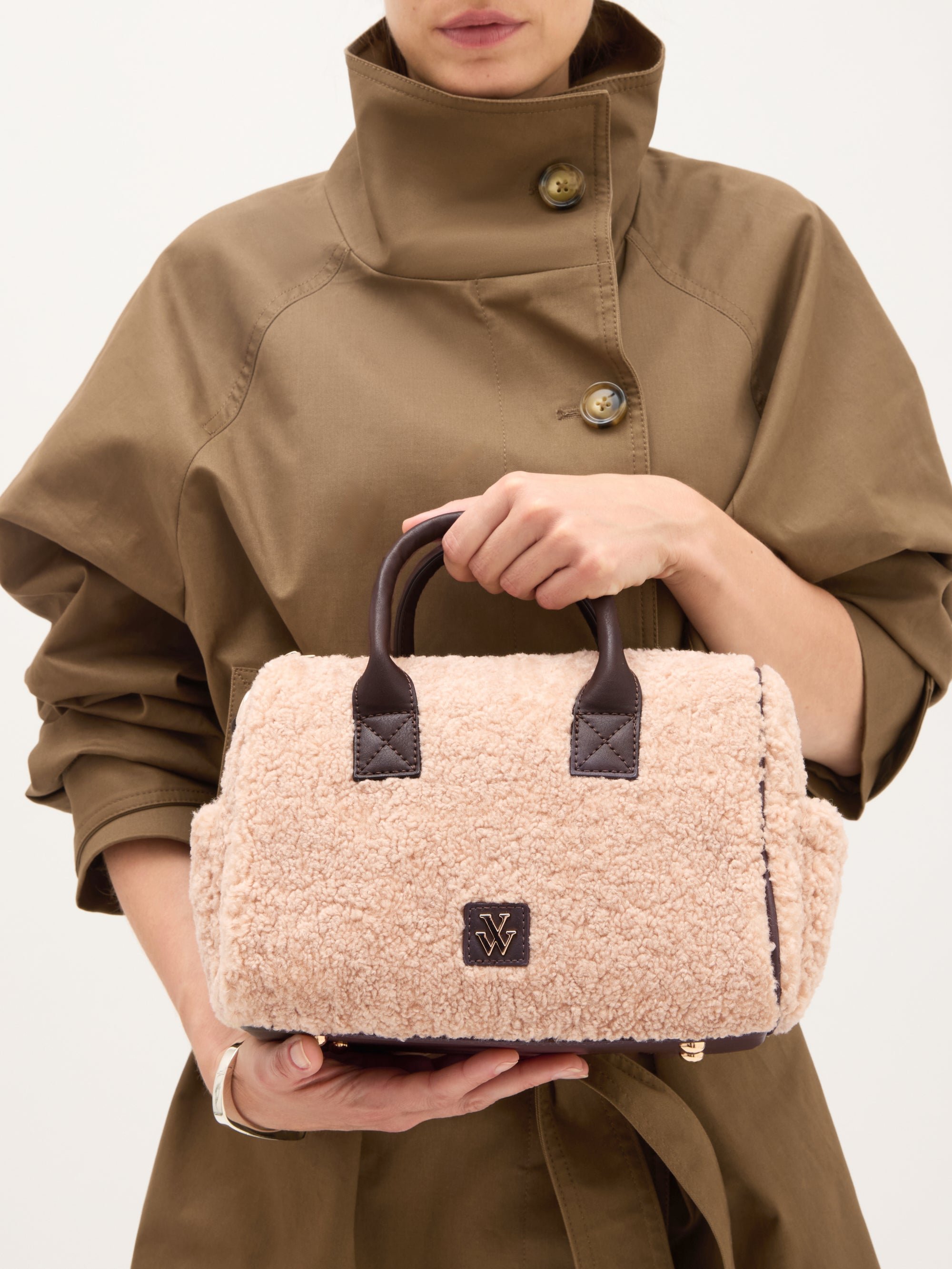 Mini bowling bag with shoulder strap | Beige VANESSA WU Women