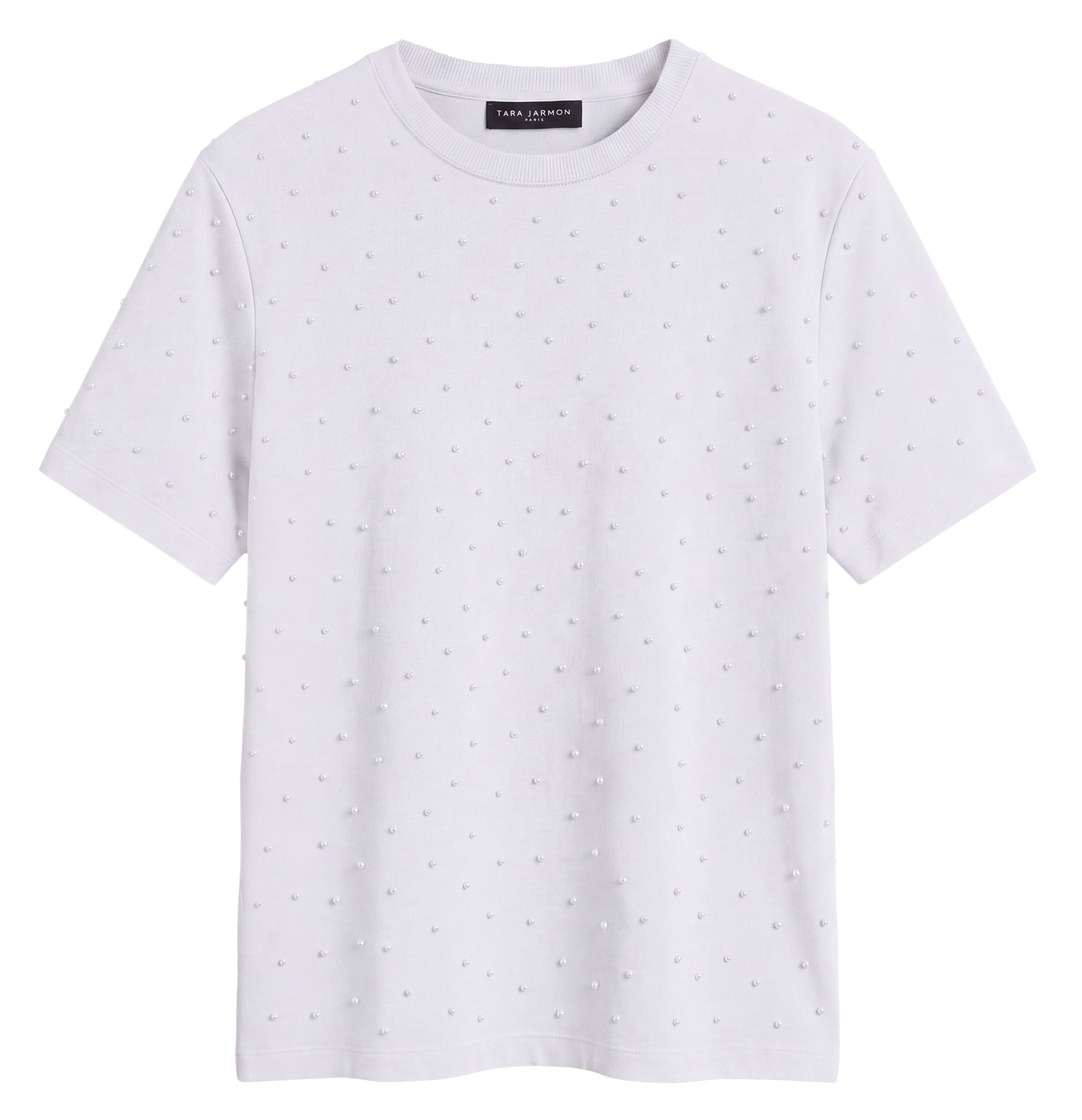 T-shirt met ronde hals en parelgeborduurde details TARA JARMON