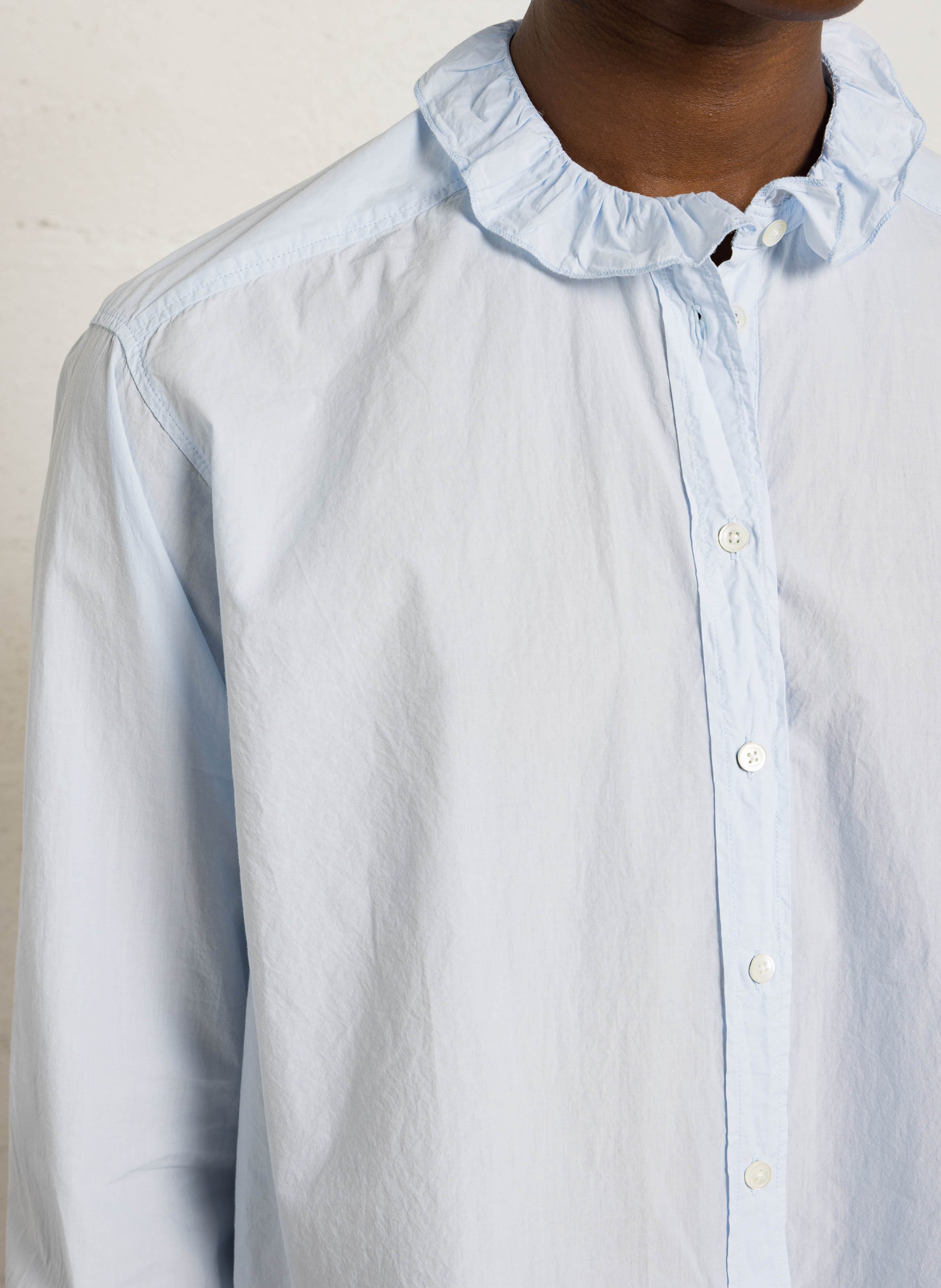 Chemise droite à volants en coton HARTFORD Bleu