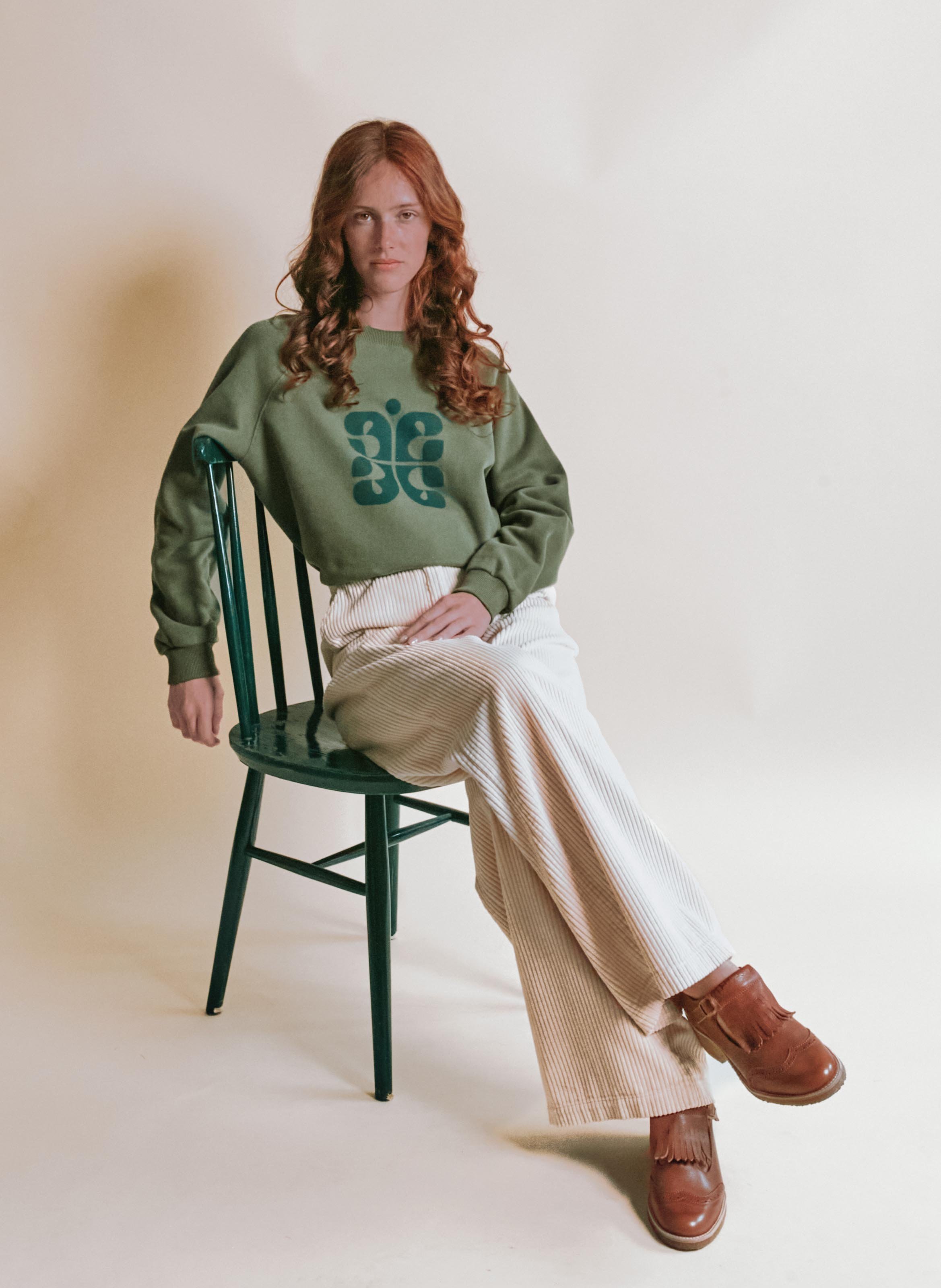 Round-neck organic cotton sweatshirt EMILE ET IDA Green