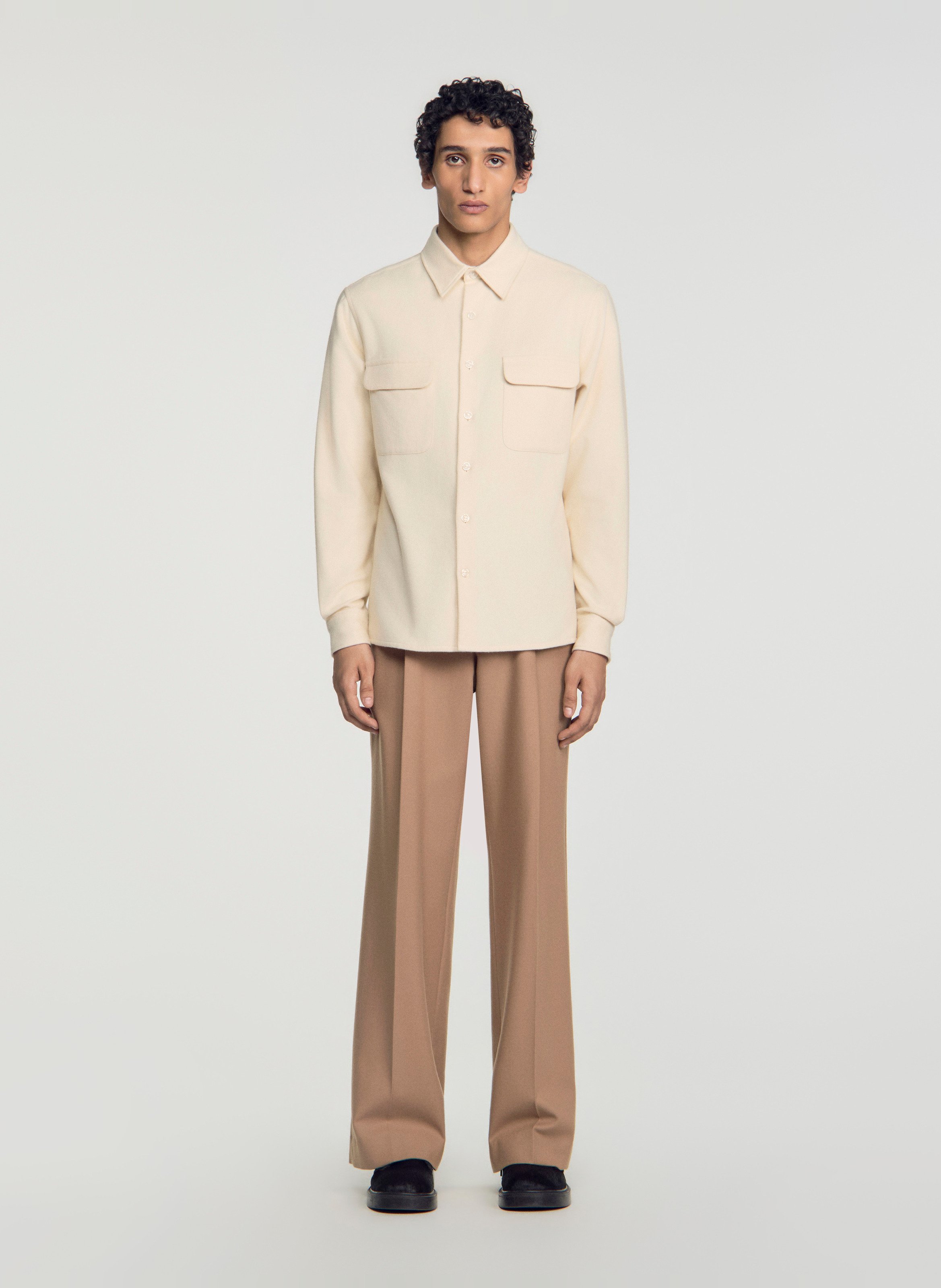 Rechte effen knoopblouse | Beige SANDRO Heren