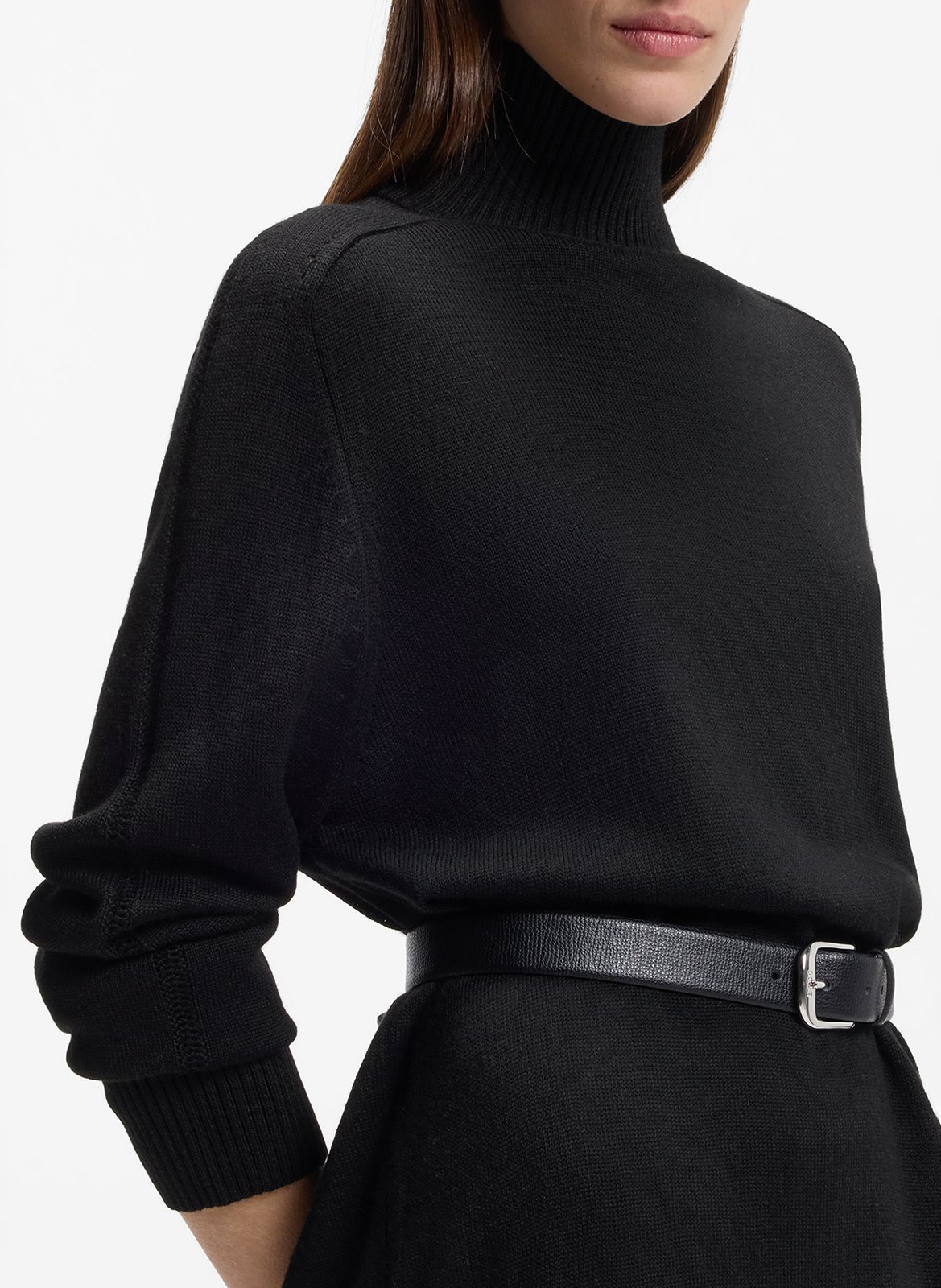 High-neck wool-blend long dress BOSS Black