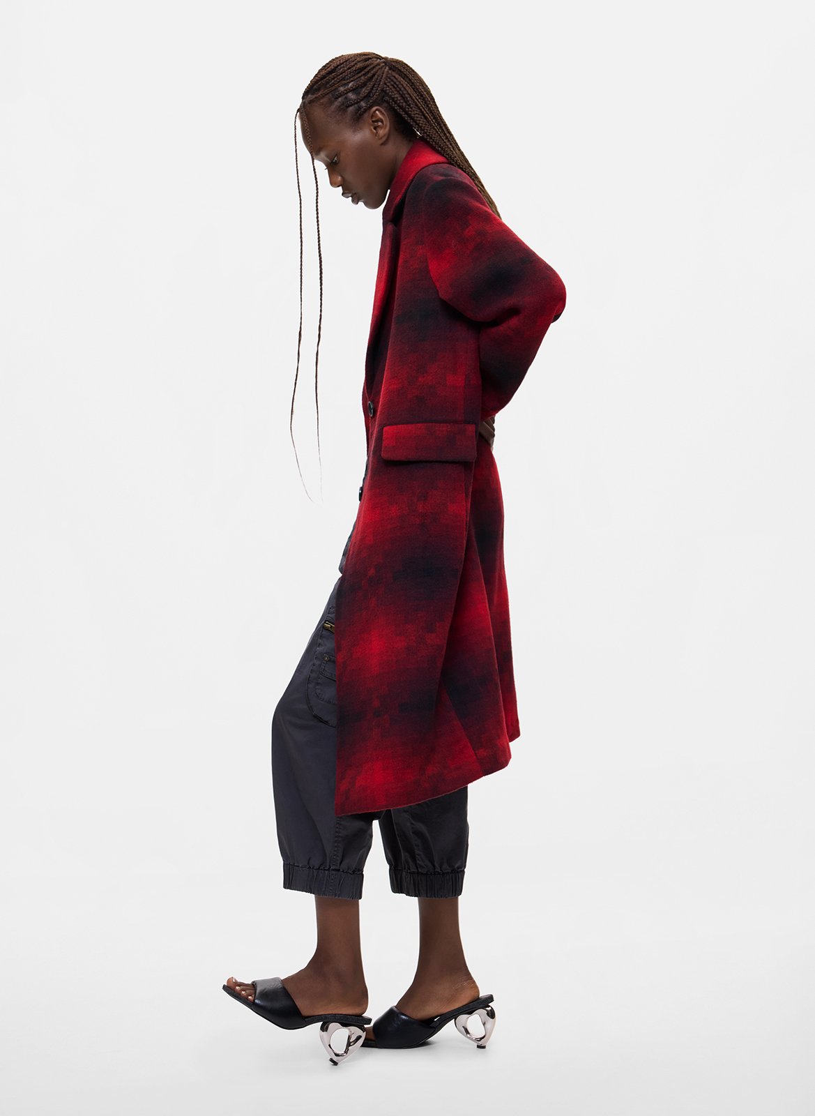 Checked coat with tailored collar DESIGUAL Red