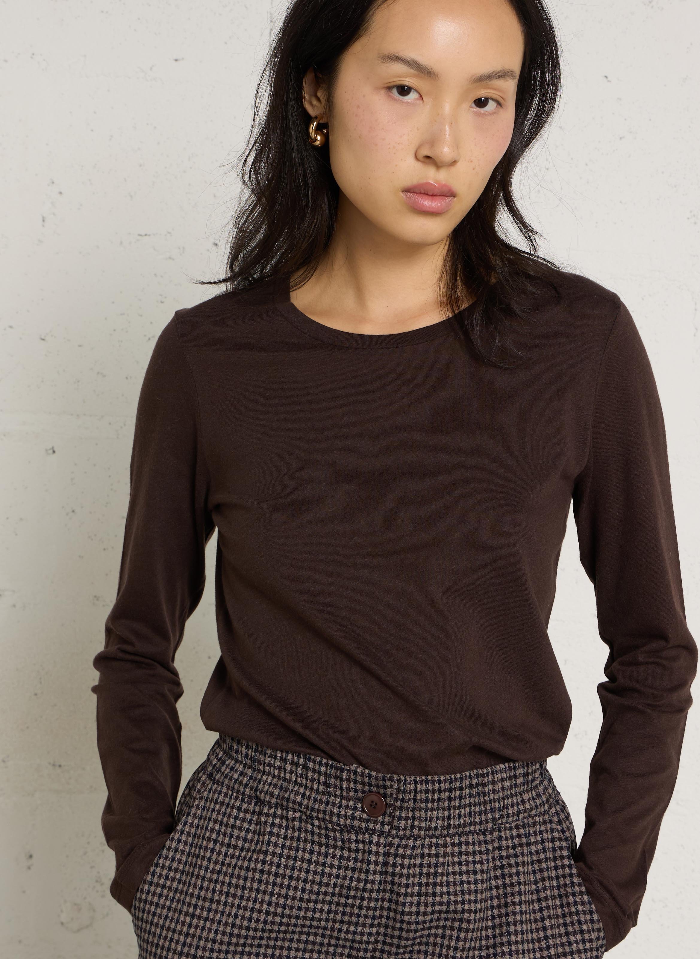 Round-neck cotton-blend T-shirt MAJESTIC FILATURES