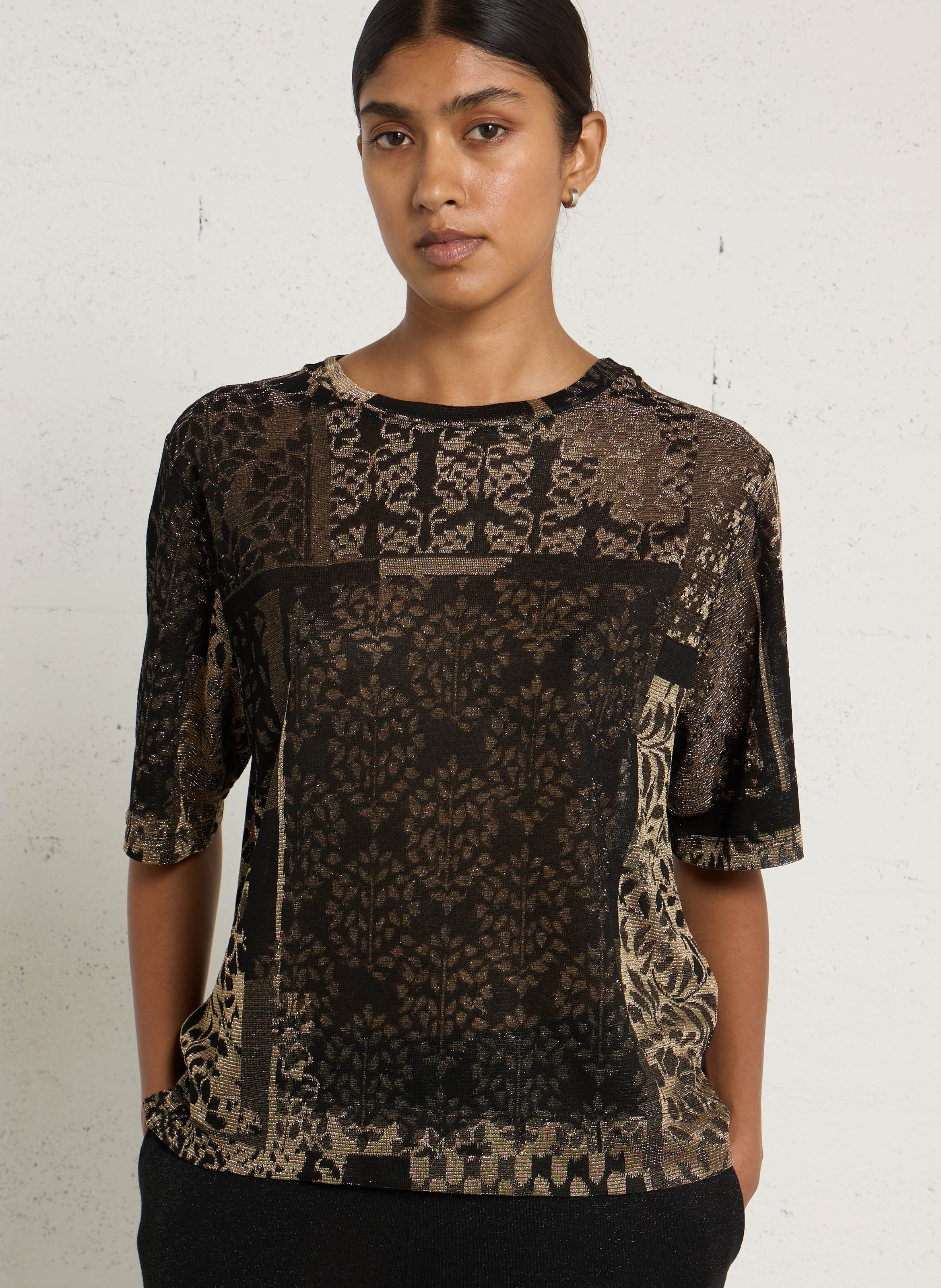 Oversized metallic crew-neck sweater MOMONI Black