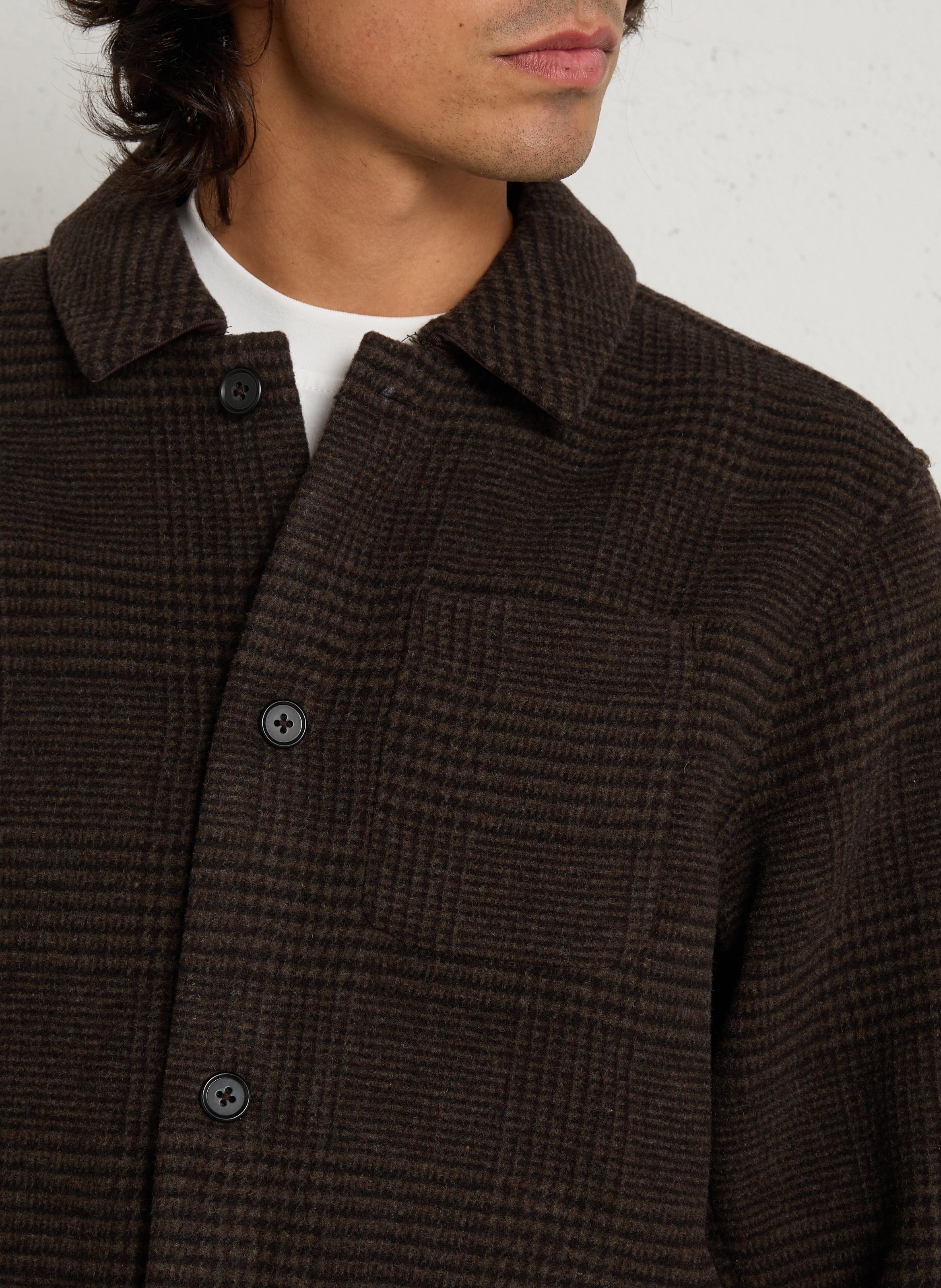 Veste droite col classique à carreaux CASUAL FRIDAY Marron