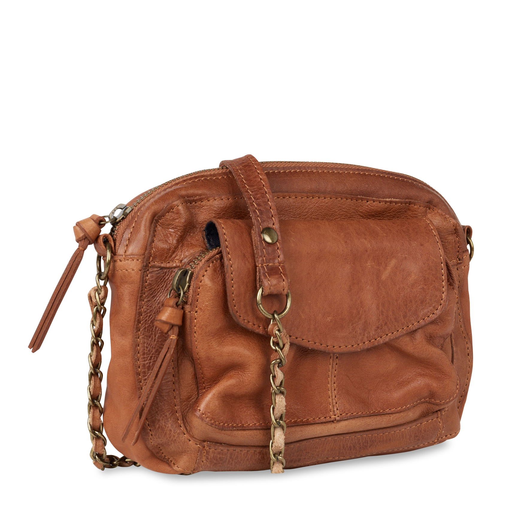 Leather shoulder bag PIECES Golden