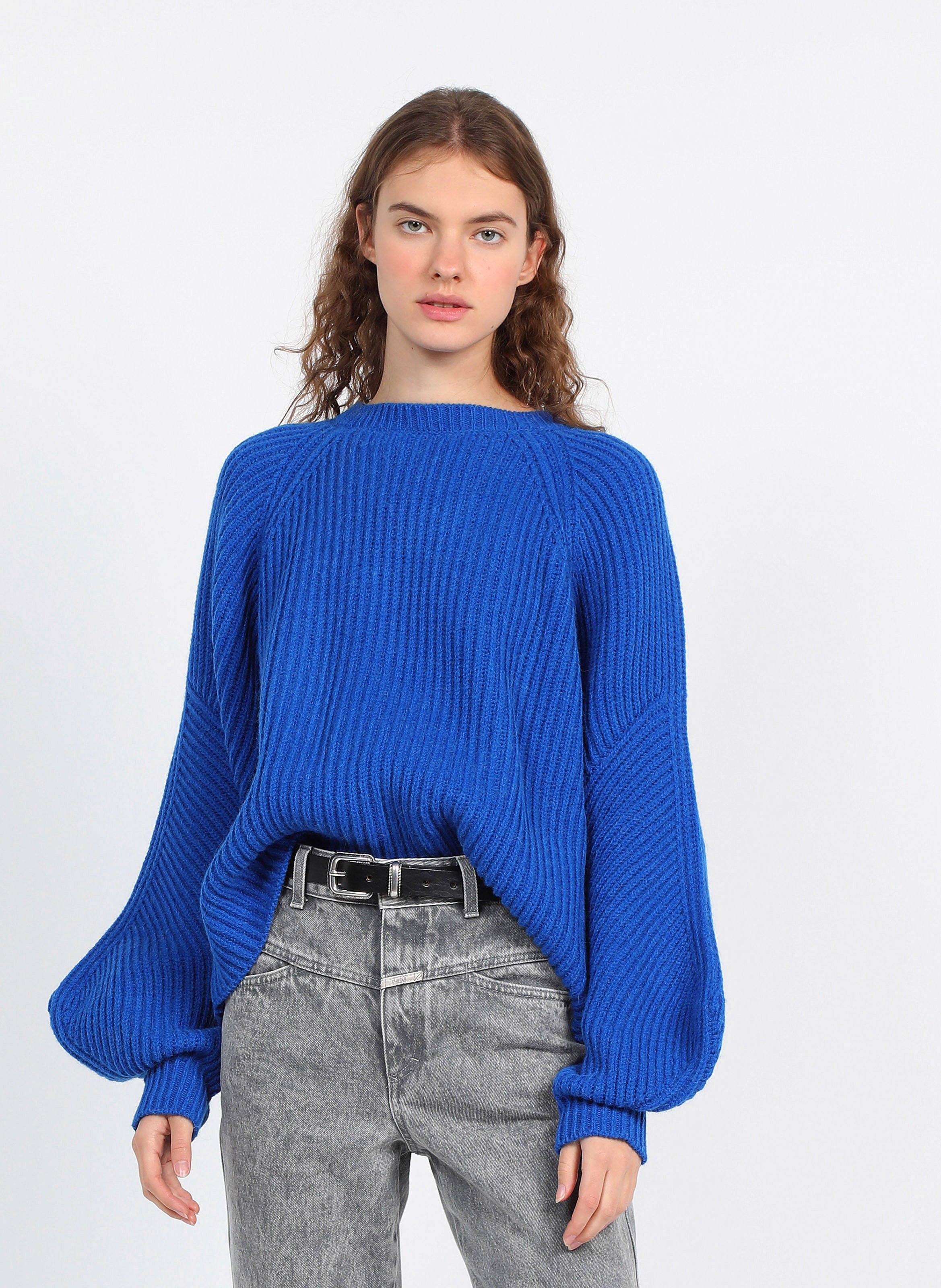 Pulls à col rond bleus Femme - Galeries Lafayette