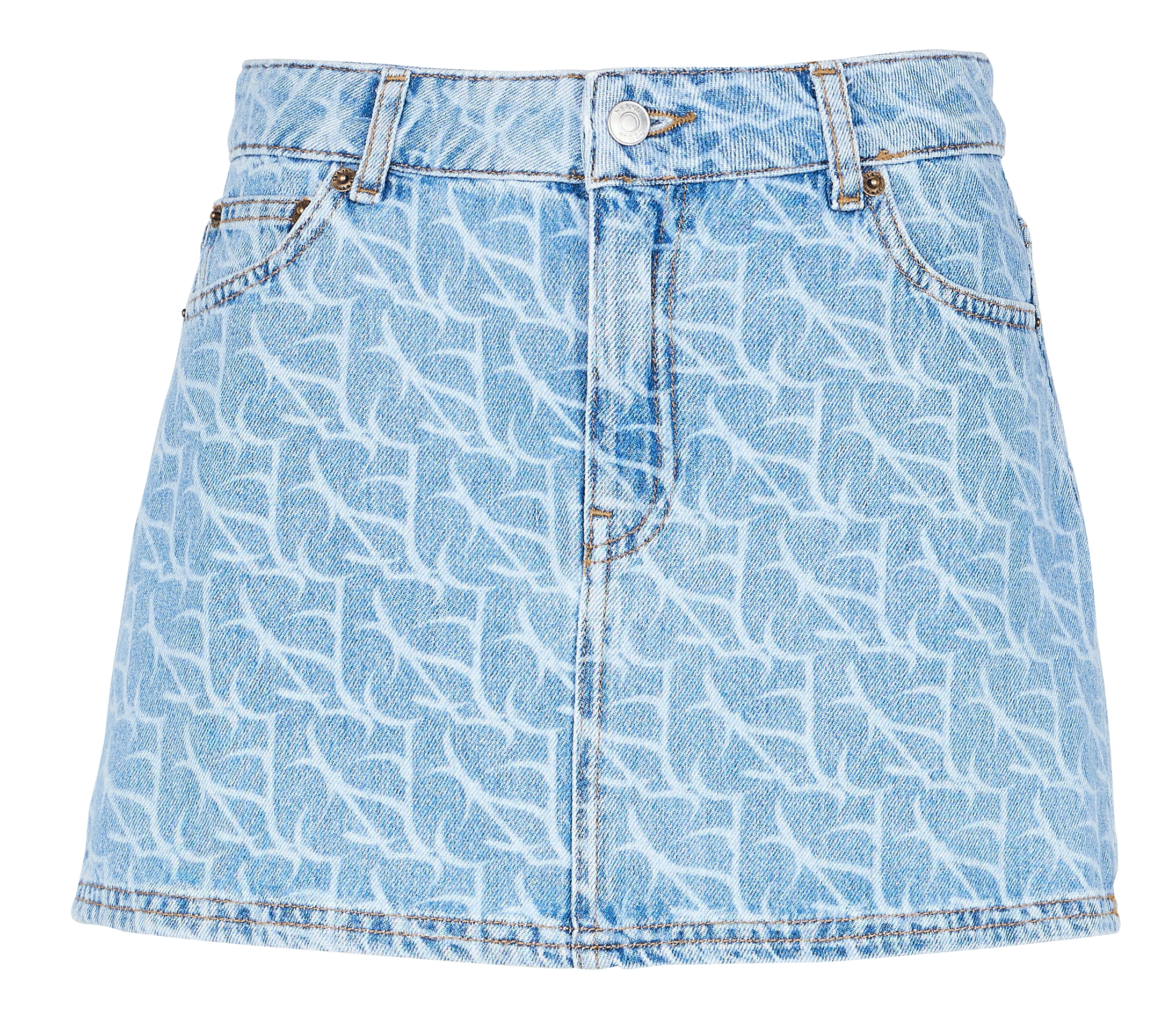 Jupe courte en denim imprimé BleuBA&SH