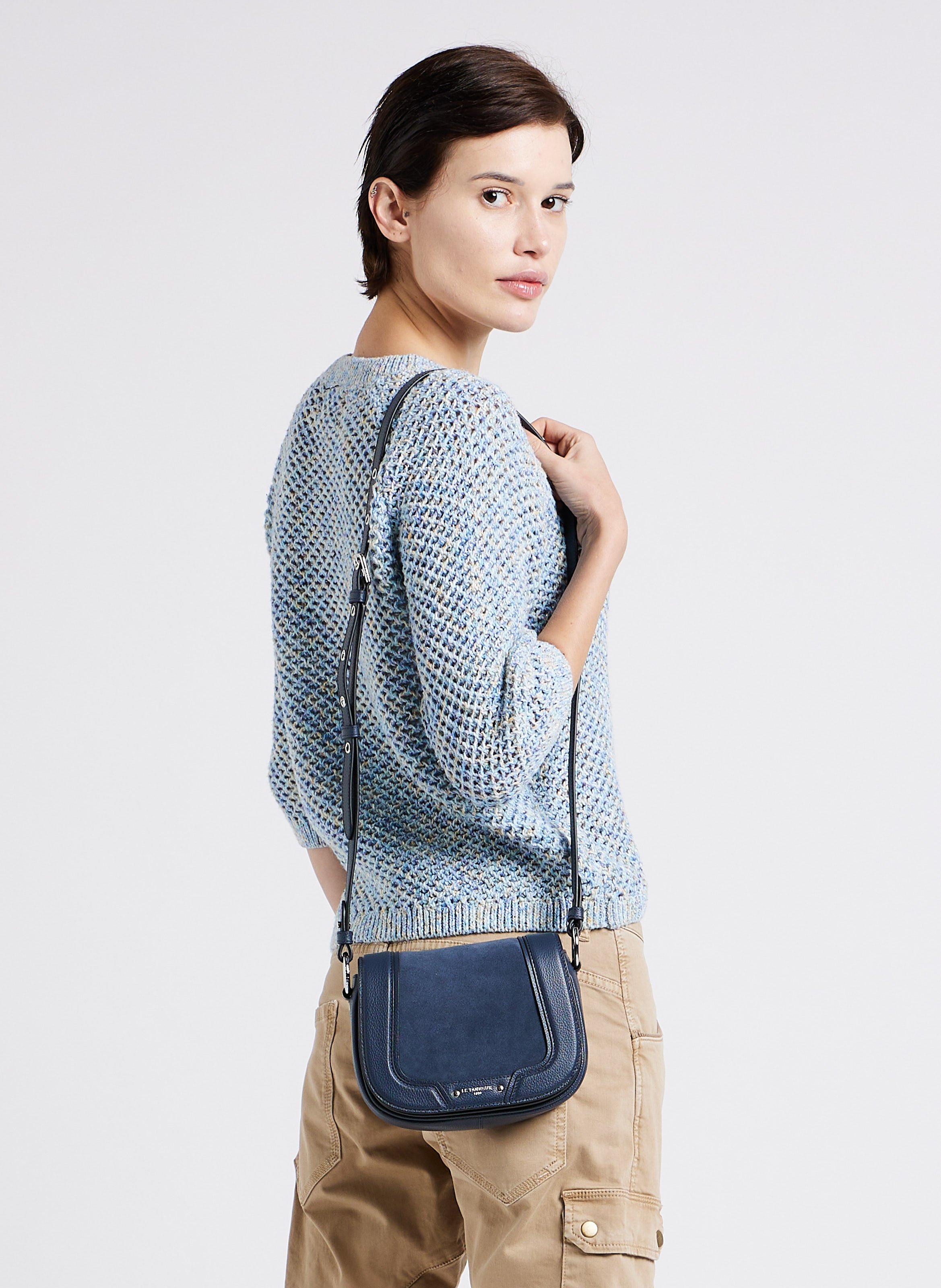 Sac bandoulière en cuir LE TANNEUR Bleu